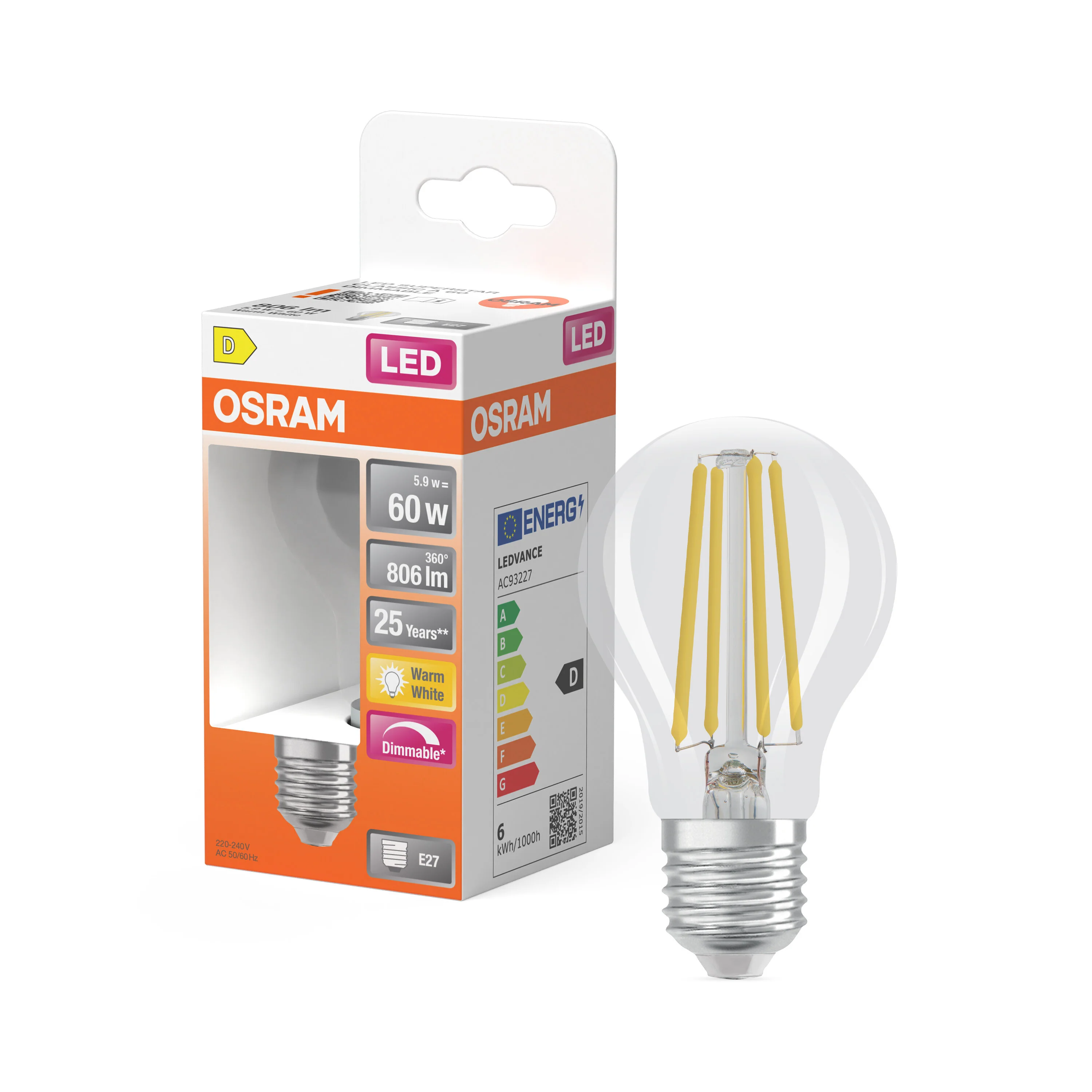 Żarówka LED OSRAM LED Superstar Classic A 60 Filament DIM 5.9W 827 Clear E27 - Image 4