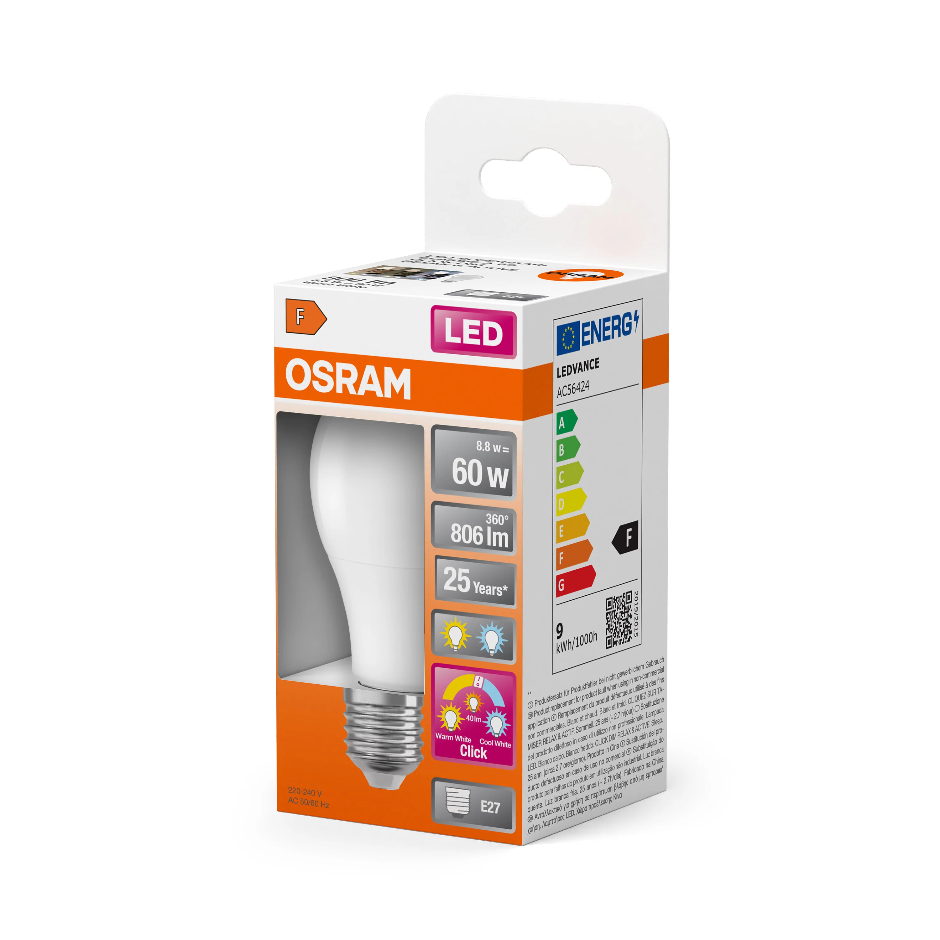 Żarówka LED OSRAM LED Superstar classic A 60 Relax/Active/Sleep  8.8W 827/840 Frosted E27 3x click - Image 5