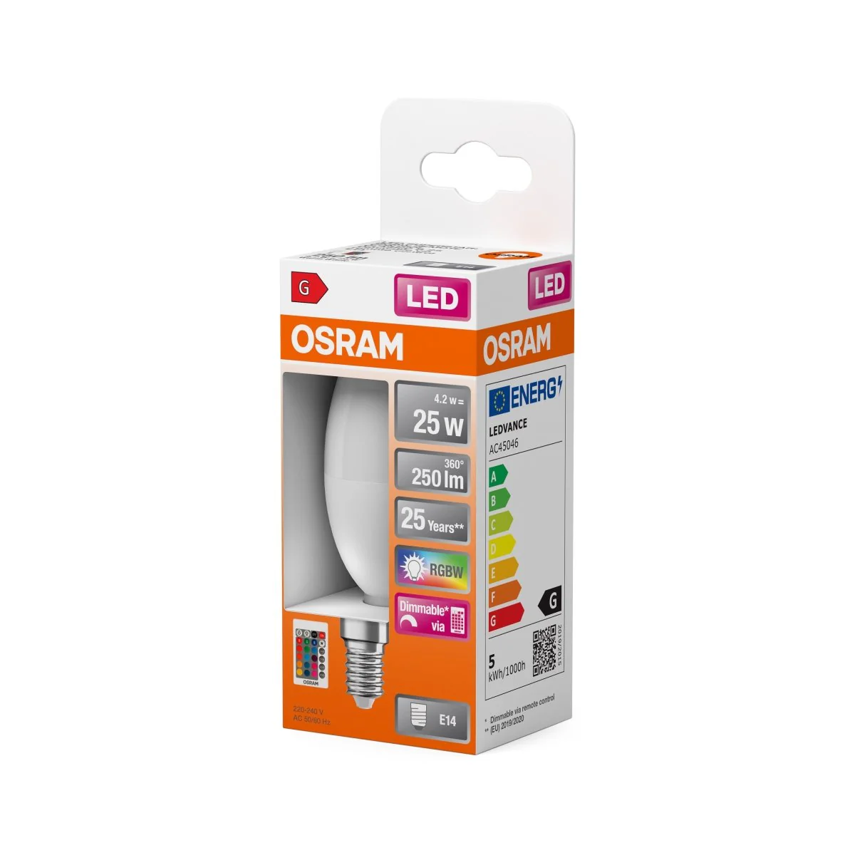 Żarówka LED OSRAM LED Superstar Classic B 25 RGBW Remote Control 4.2W 827 Frosted E14 - Image 2