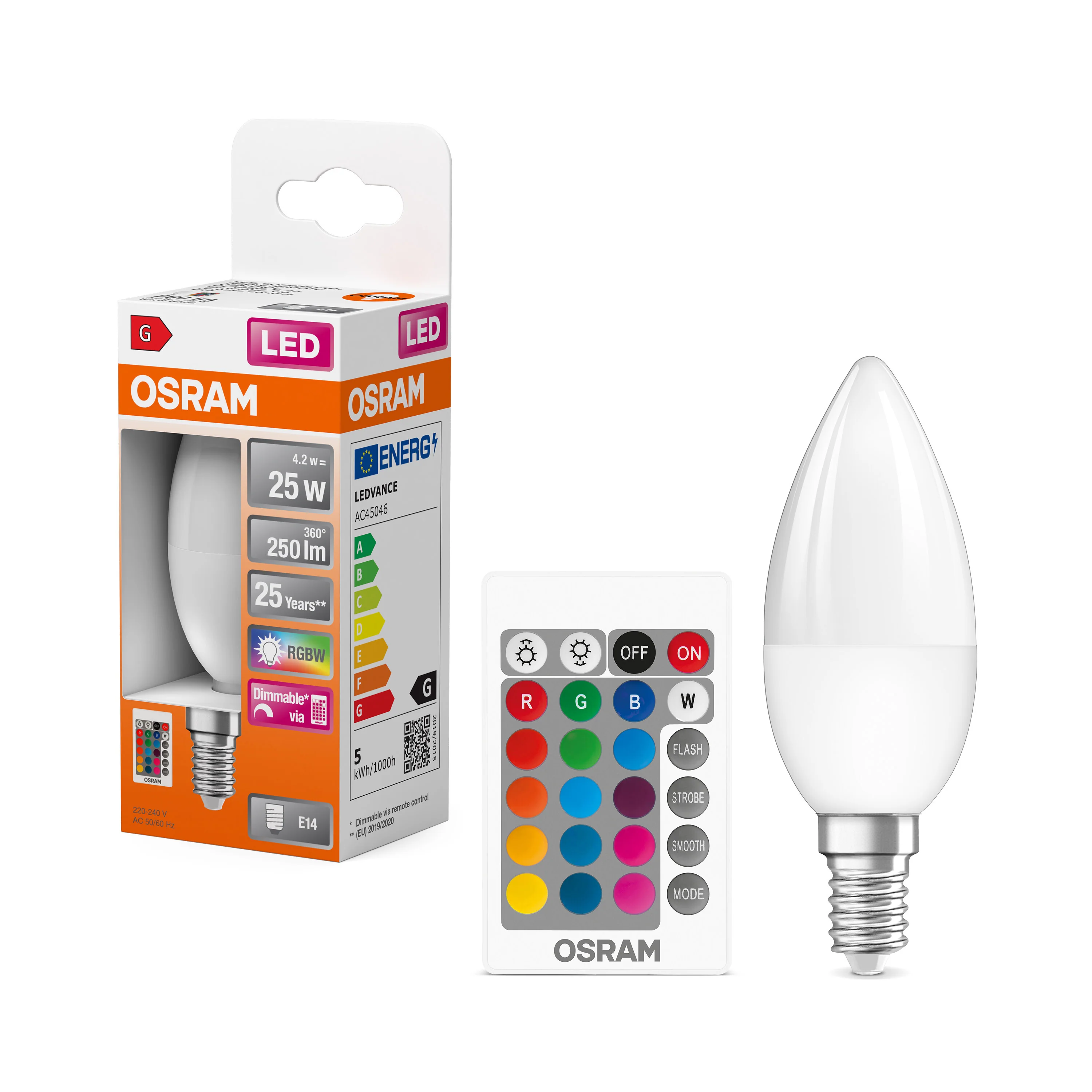 Żarówka LED OSRAM LED Superstar Classic B 25 RGBW Remote Control 4.2W 827 Frosted E14 - Image 4