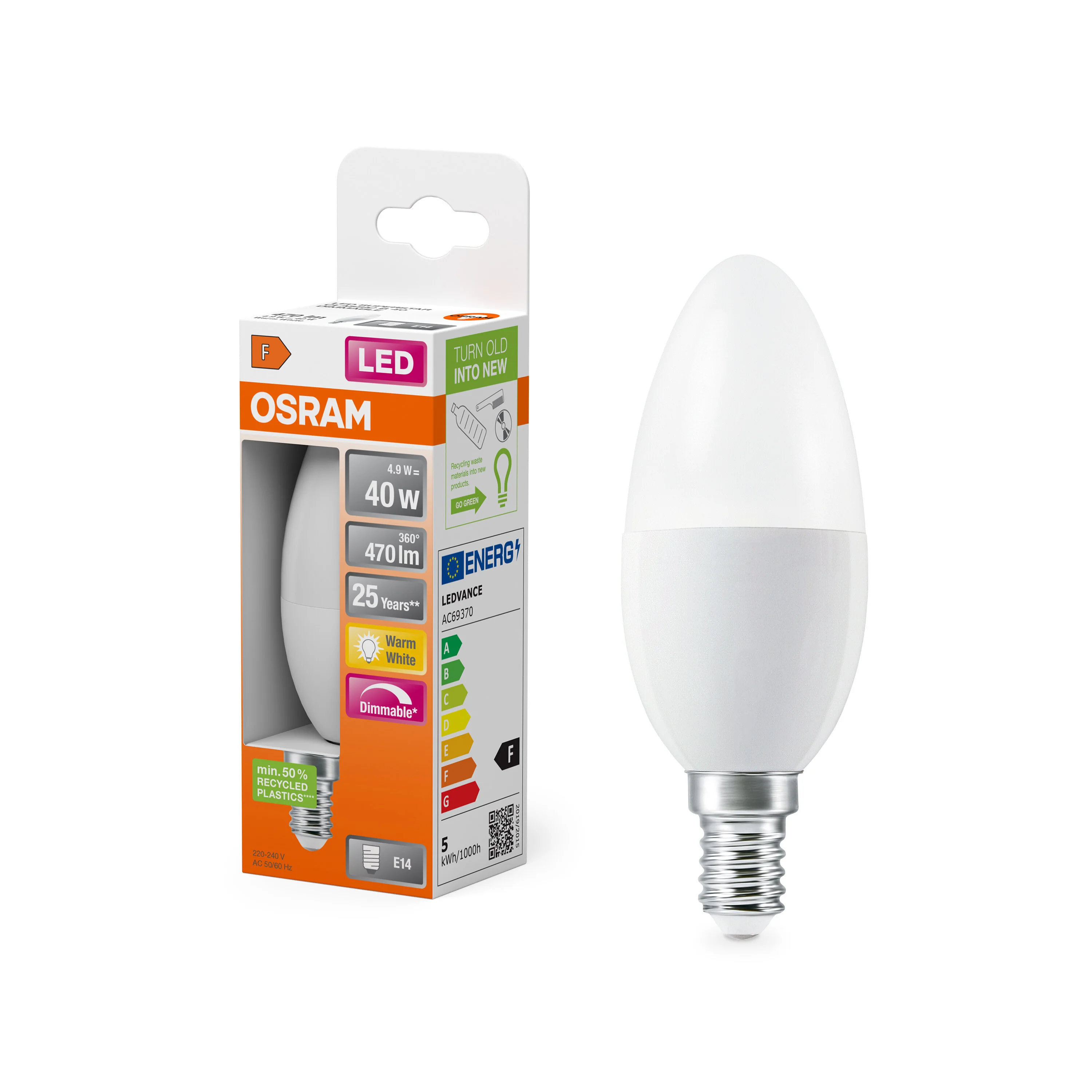 Żarówka LED OSRAM LED Superstar Classic B 40 DIM 4.9W 827 Frosted E14 - Image 4
