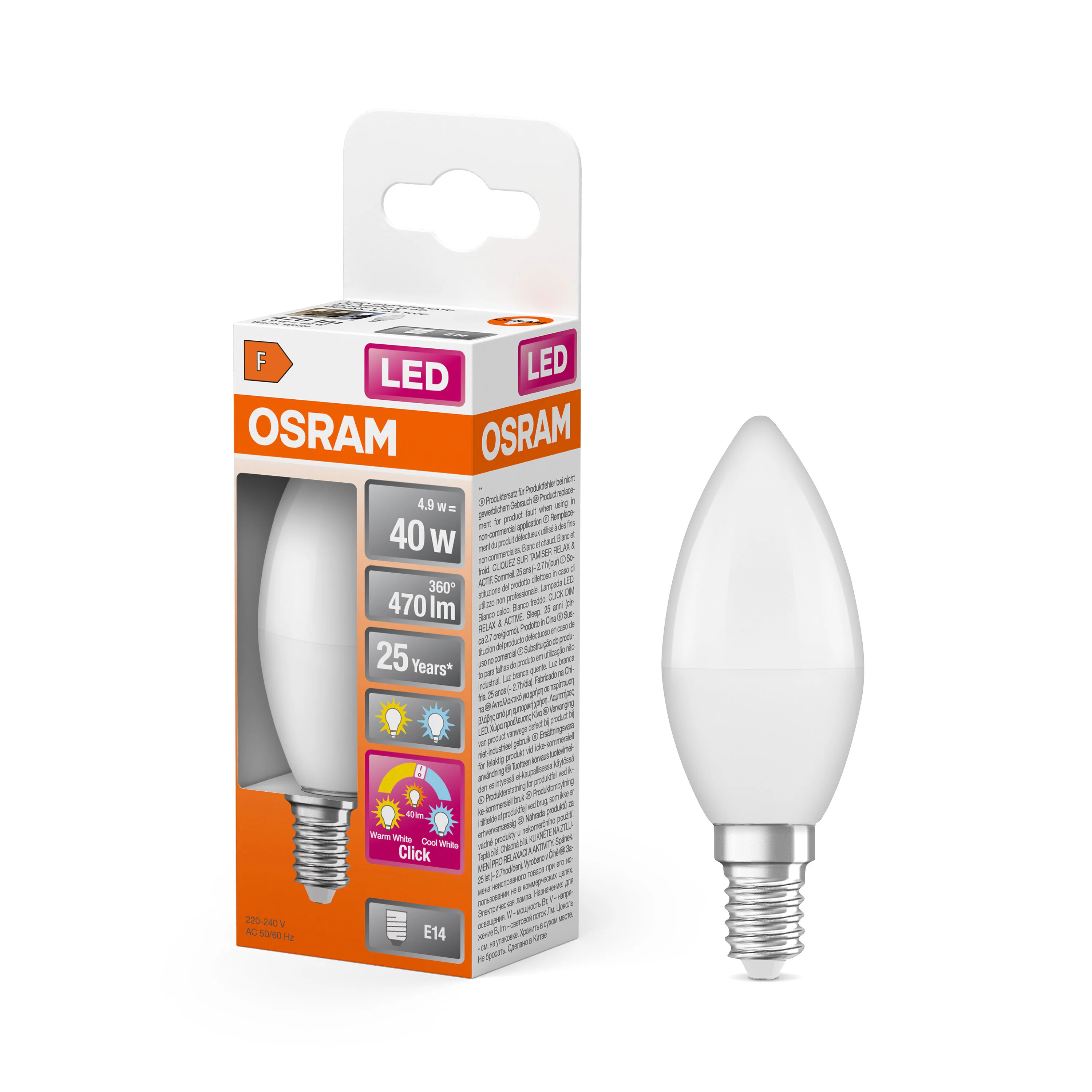 Żarówka LED OSRAM LED Superstar classic B 40 Relax/Active/Sleep 4.9W 827/840 Frosted E14 3x click - Image 4