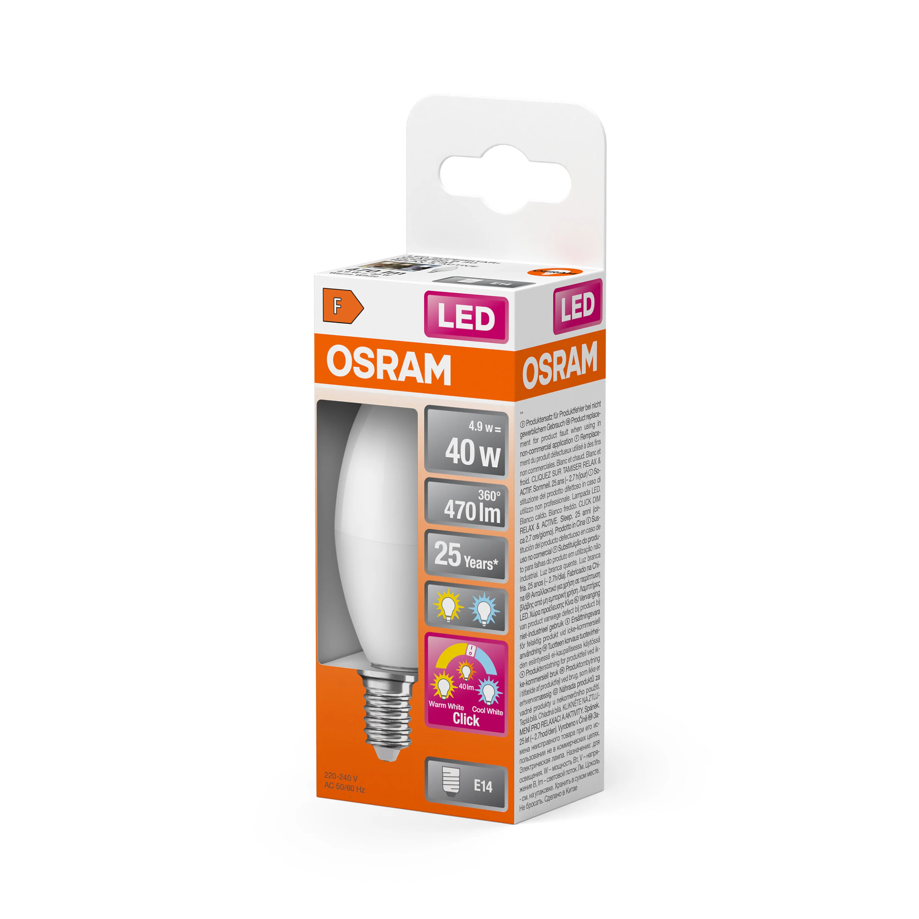 Żarówka LED OSRAM LED Superstar classic B 40 Relax/Active/Sleep 4.9W 827/840 Frosted E14 3x click - Image 5