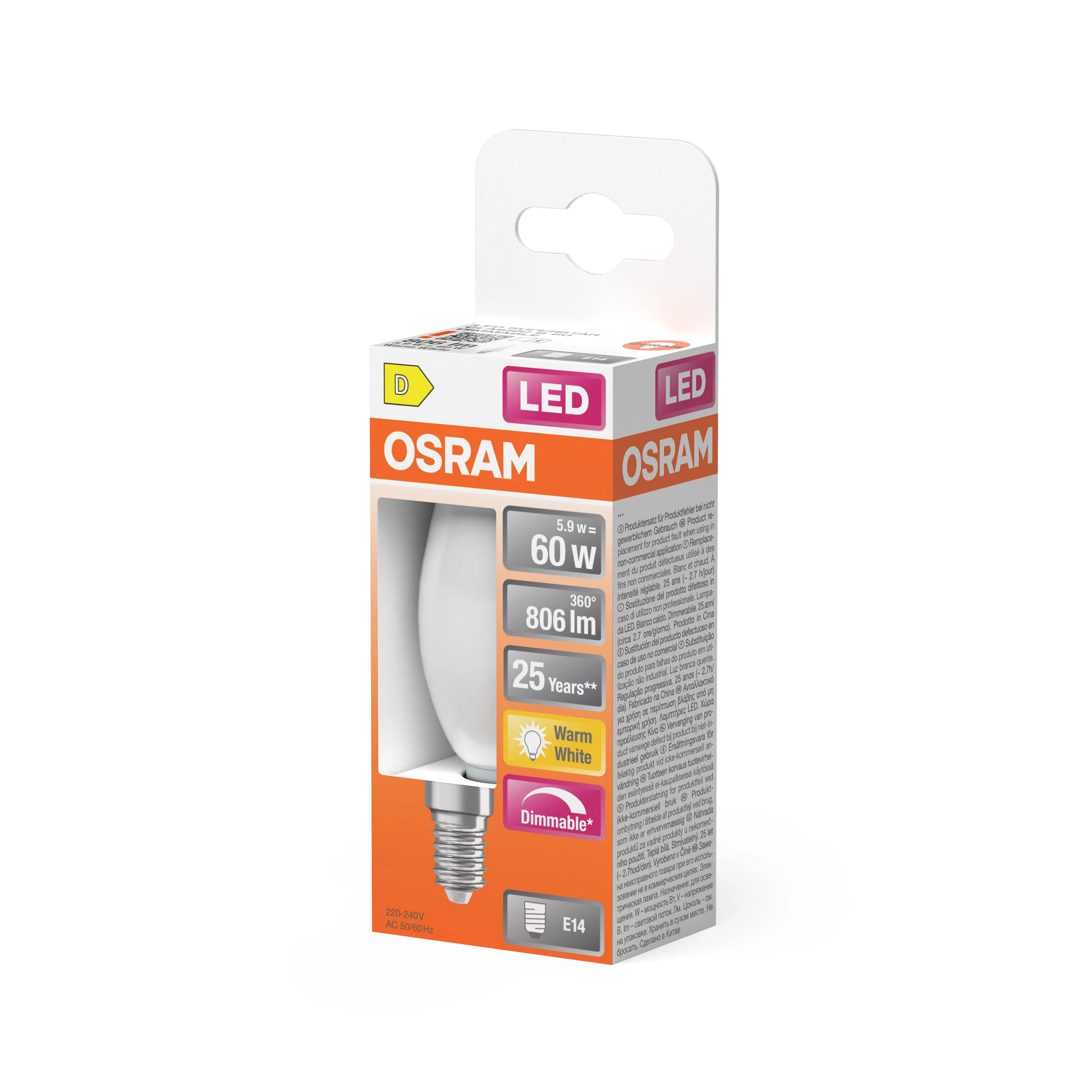 Żarówka LED OSRAM LED Superstar Classic B 60 Filament DIM 5.9W 827 Frosted E14 - Image 5