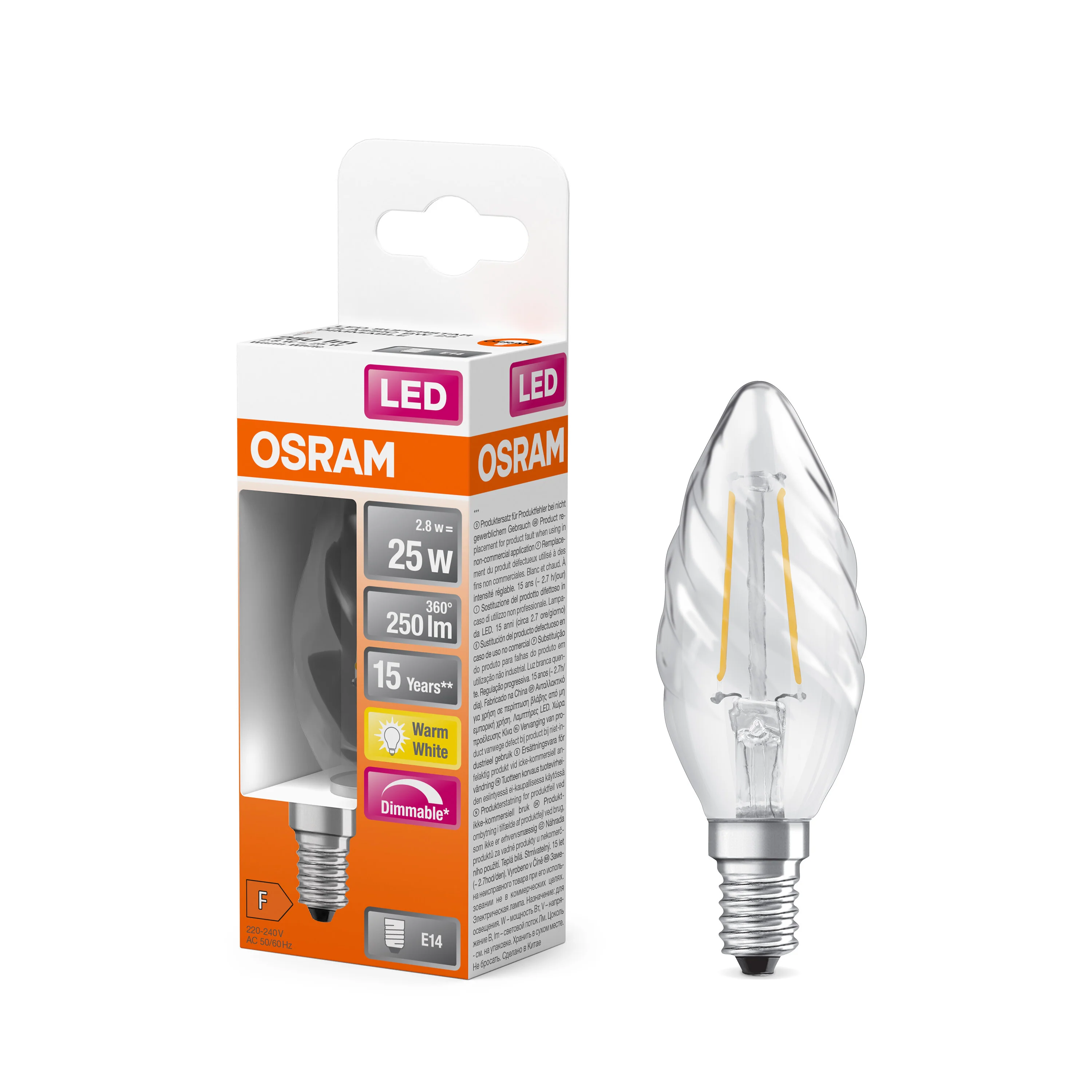 Żarówka LED OSRAM LED Superstar Classic BW 25 Filament DIM 2.8W 827 Clear E14 - Image 4