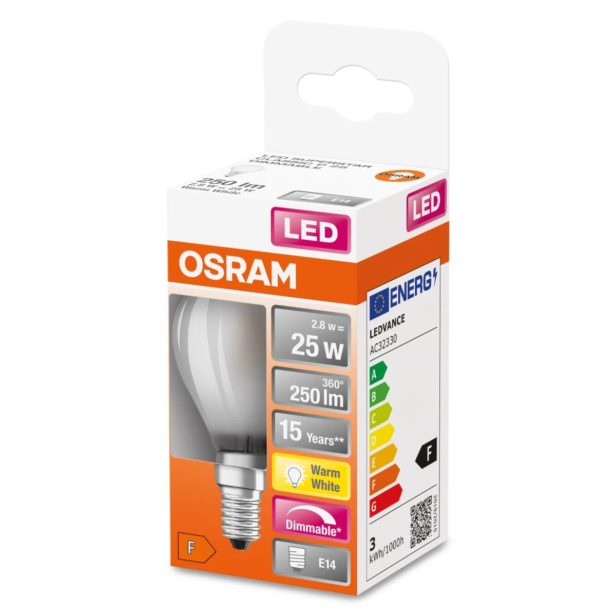 Żarówka LED OSRAM LED Superstar Classic P 25 DIM 2.8W 827 Frosted E14 - Image 2