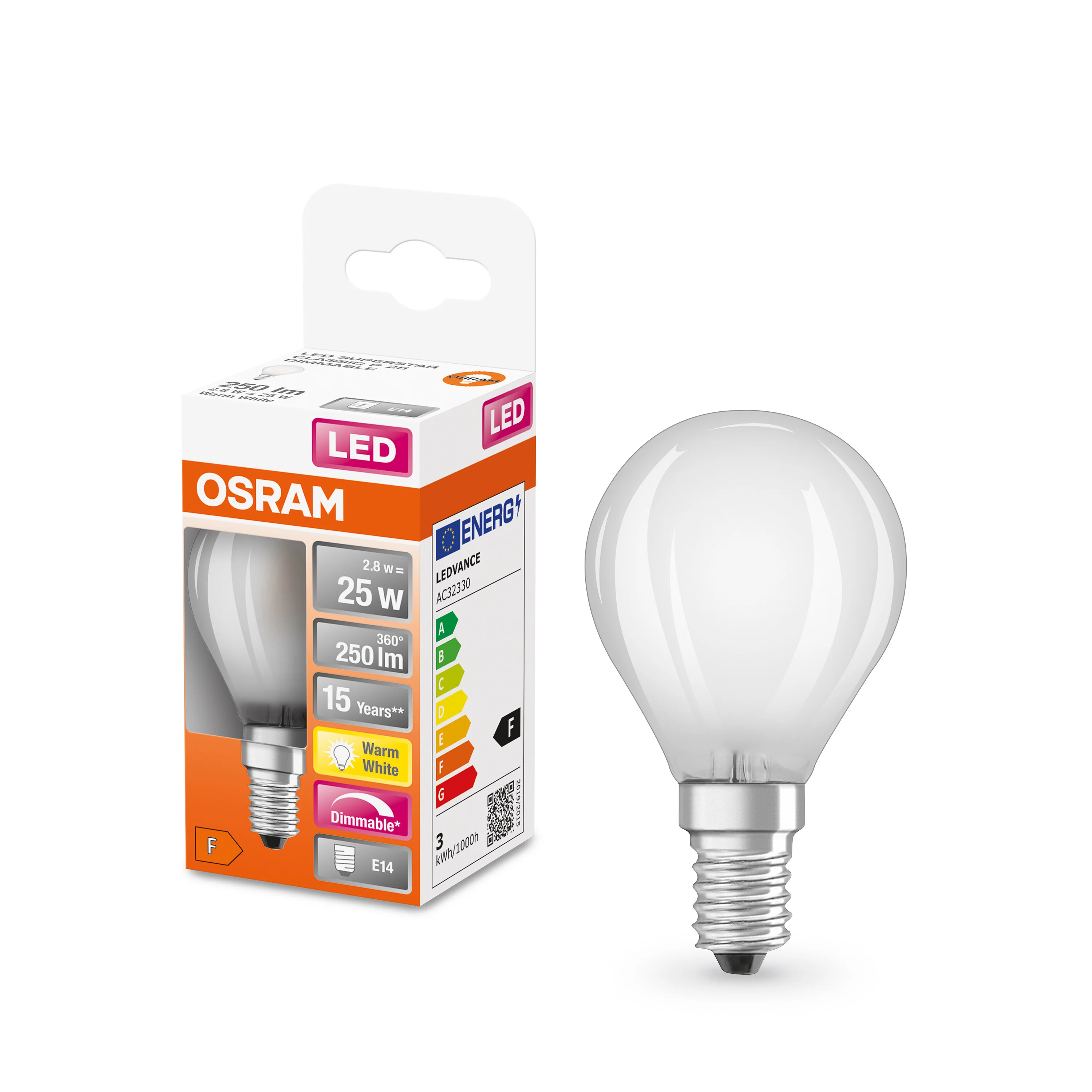 Żarówka LED OSRAM LED Superstar Classic P 25 DIM 2.8W 827 Frosted E14 - Image 4