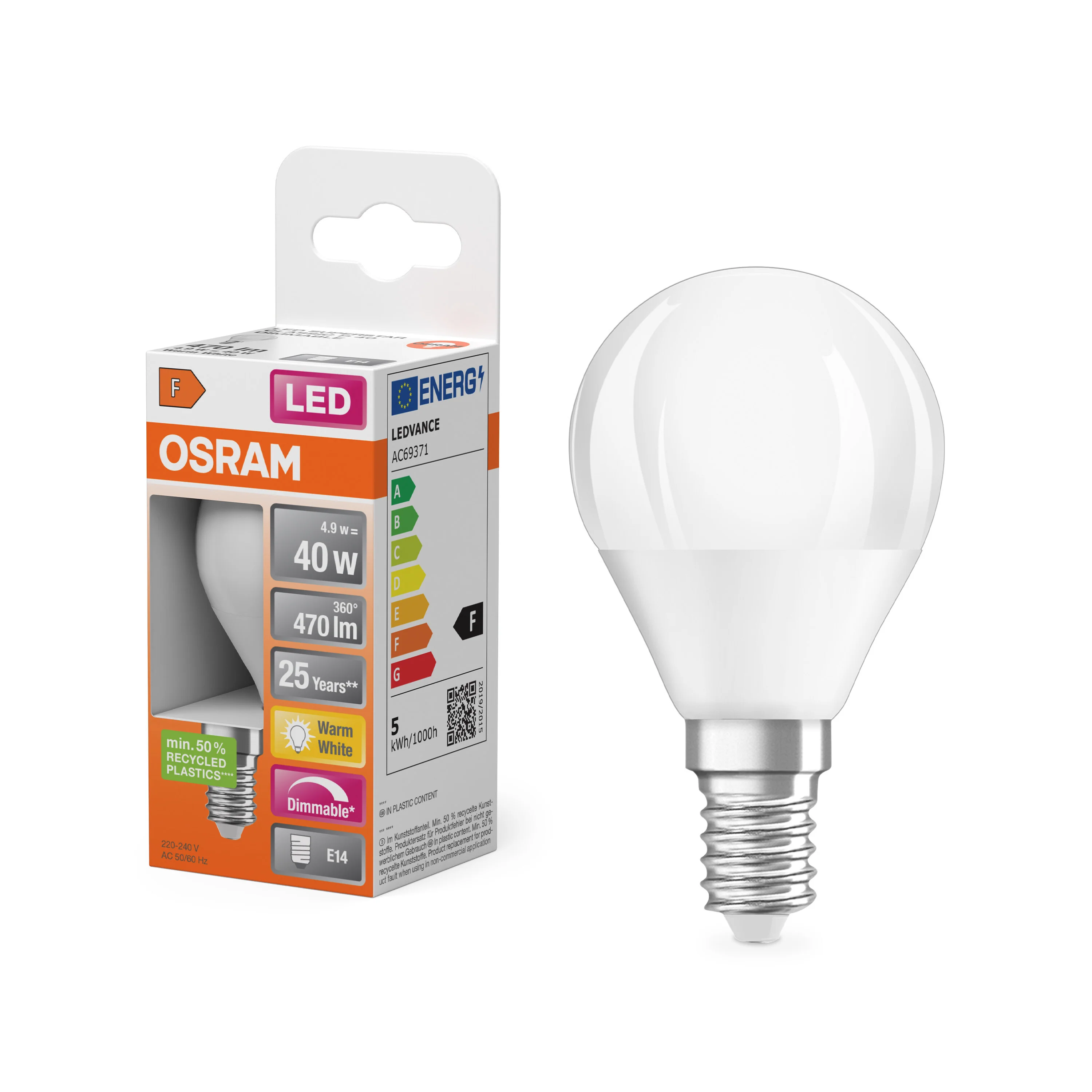 Żarówka LED OSRAM LED Superstar Classic P 40 DIM 4.9W 827 Frosted E14 - Image 4