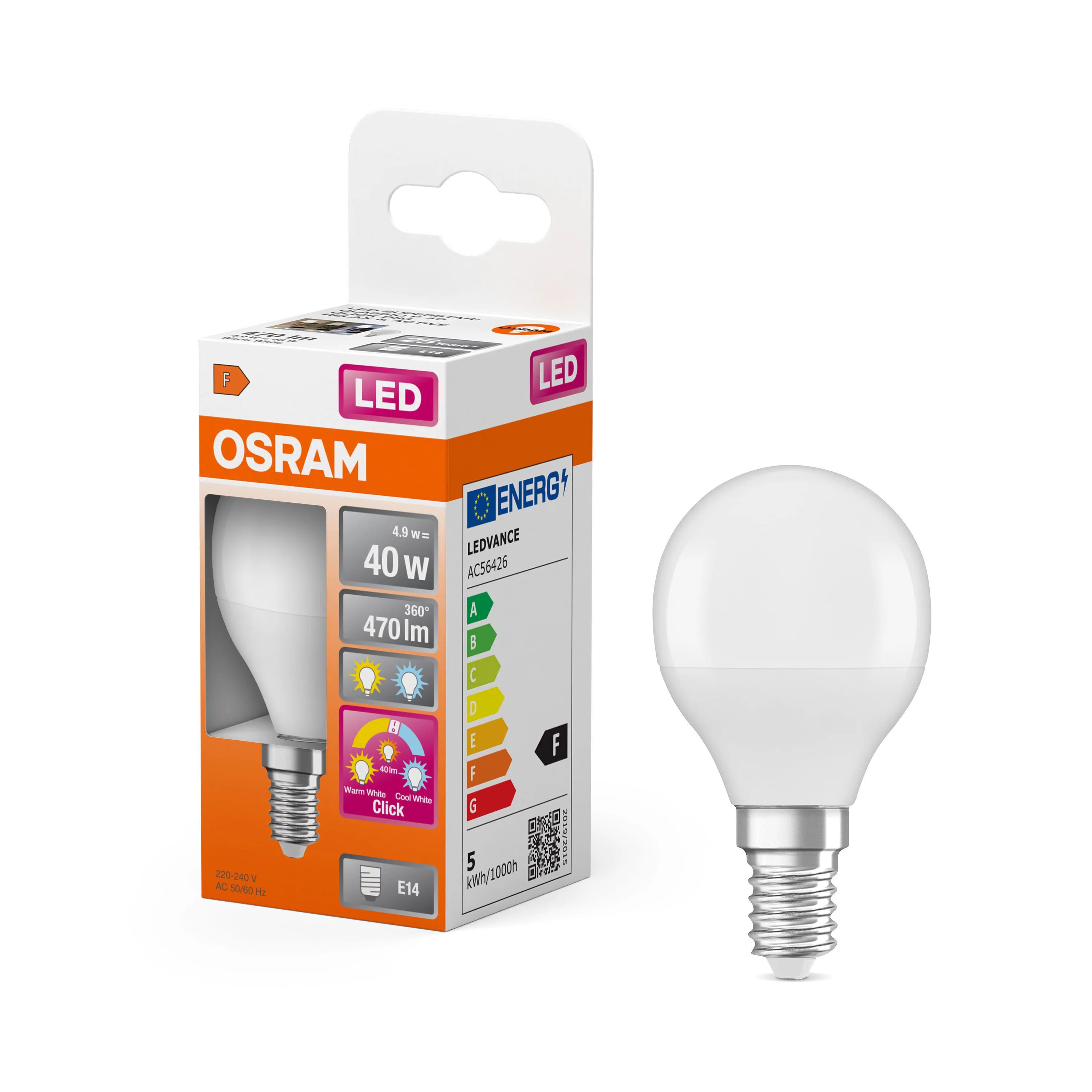 Żarówka LED OSRAM LED Superstar  classic P 40 Relax/Active/Sleep 4.9W 827/840 Frosted E14 3x click - Image 4