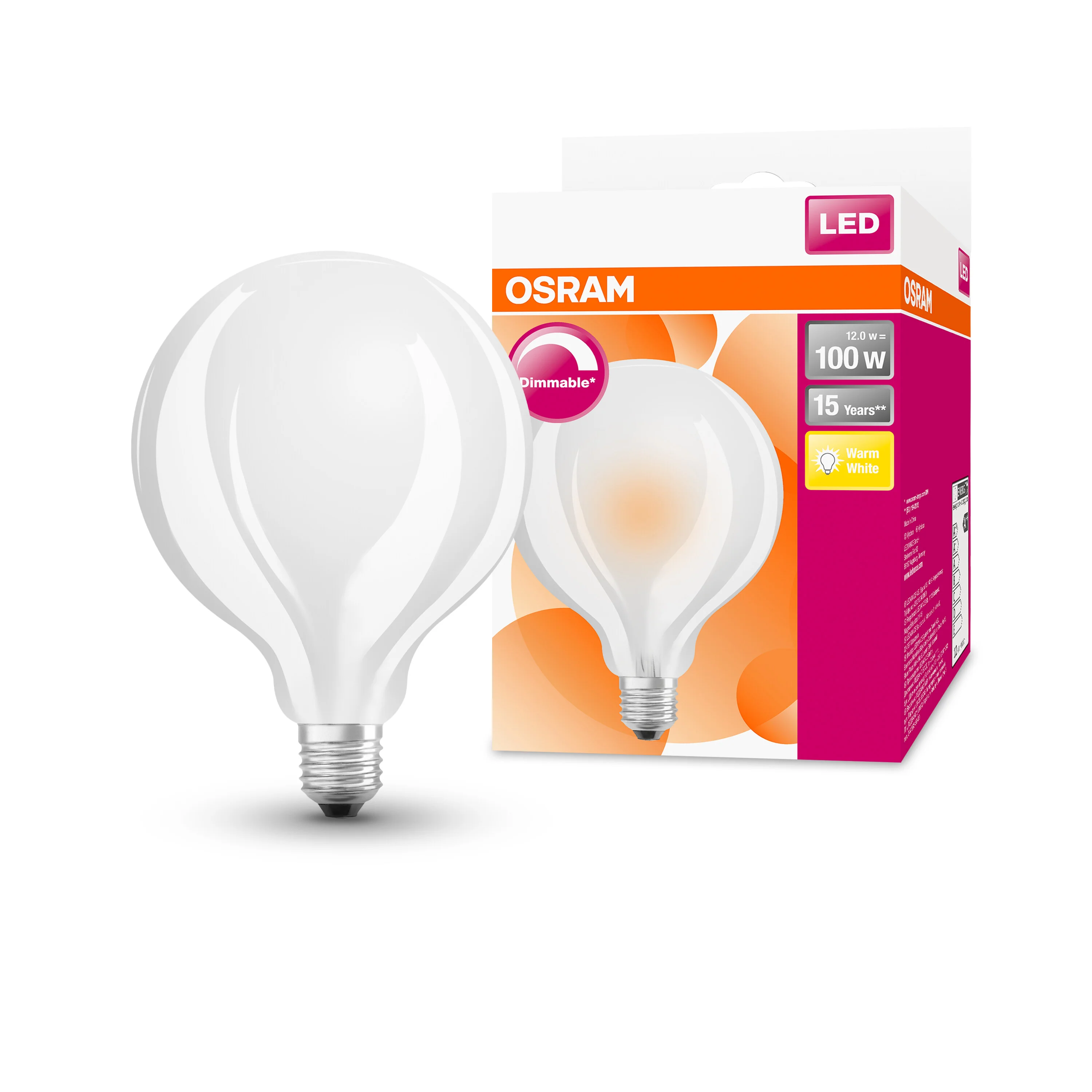 Żarówka LED OSRAM LED Superstar Globe 95 100 Filament DIM 11W 827 Frosted E27 - Image 4