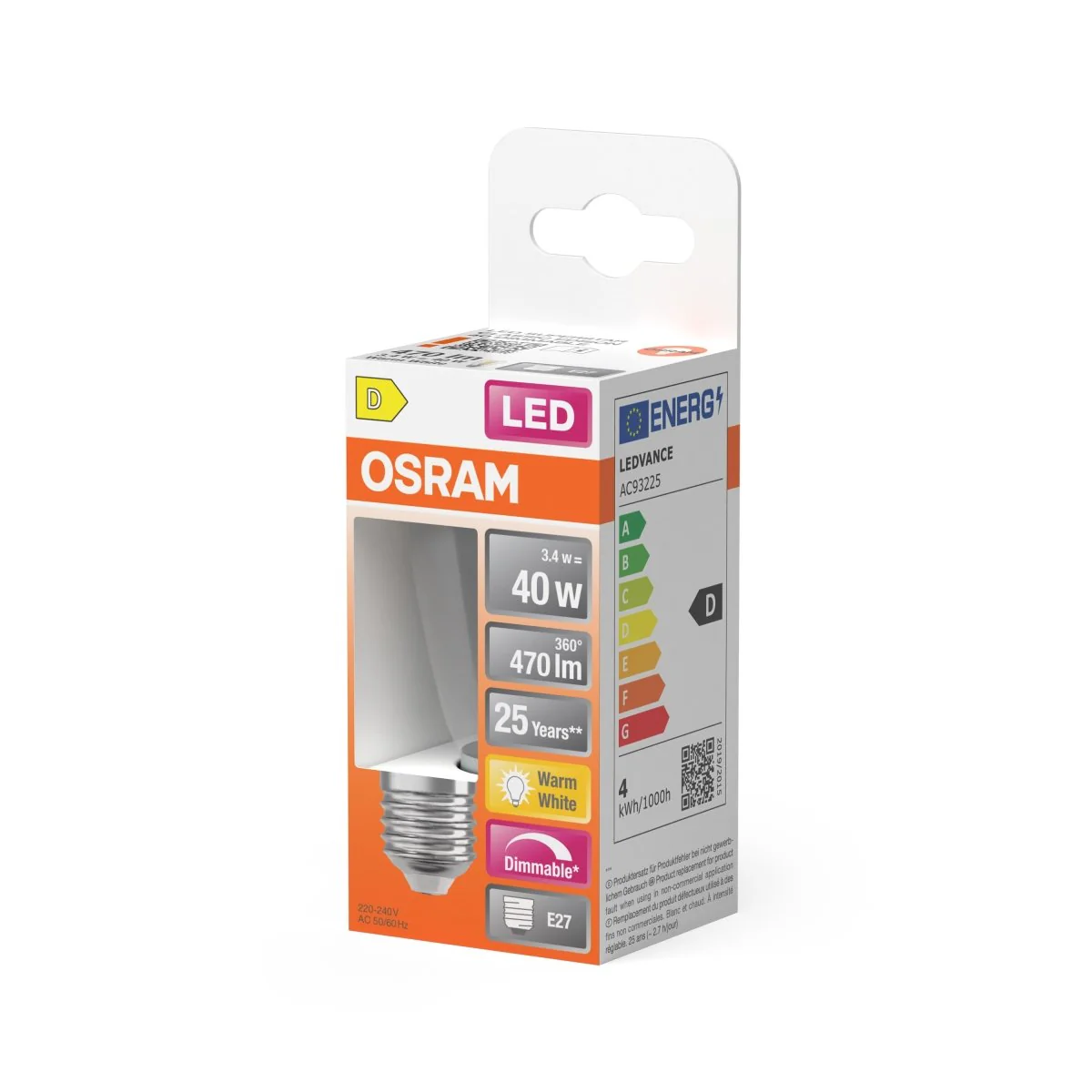 Żarówka LED OSRAM LED Superstar Mini Edison ST45 40 Filament DIM 3.4W 827 Clear E27 - Image 2