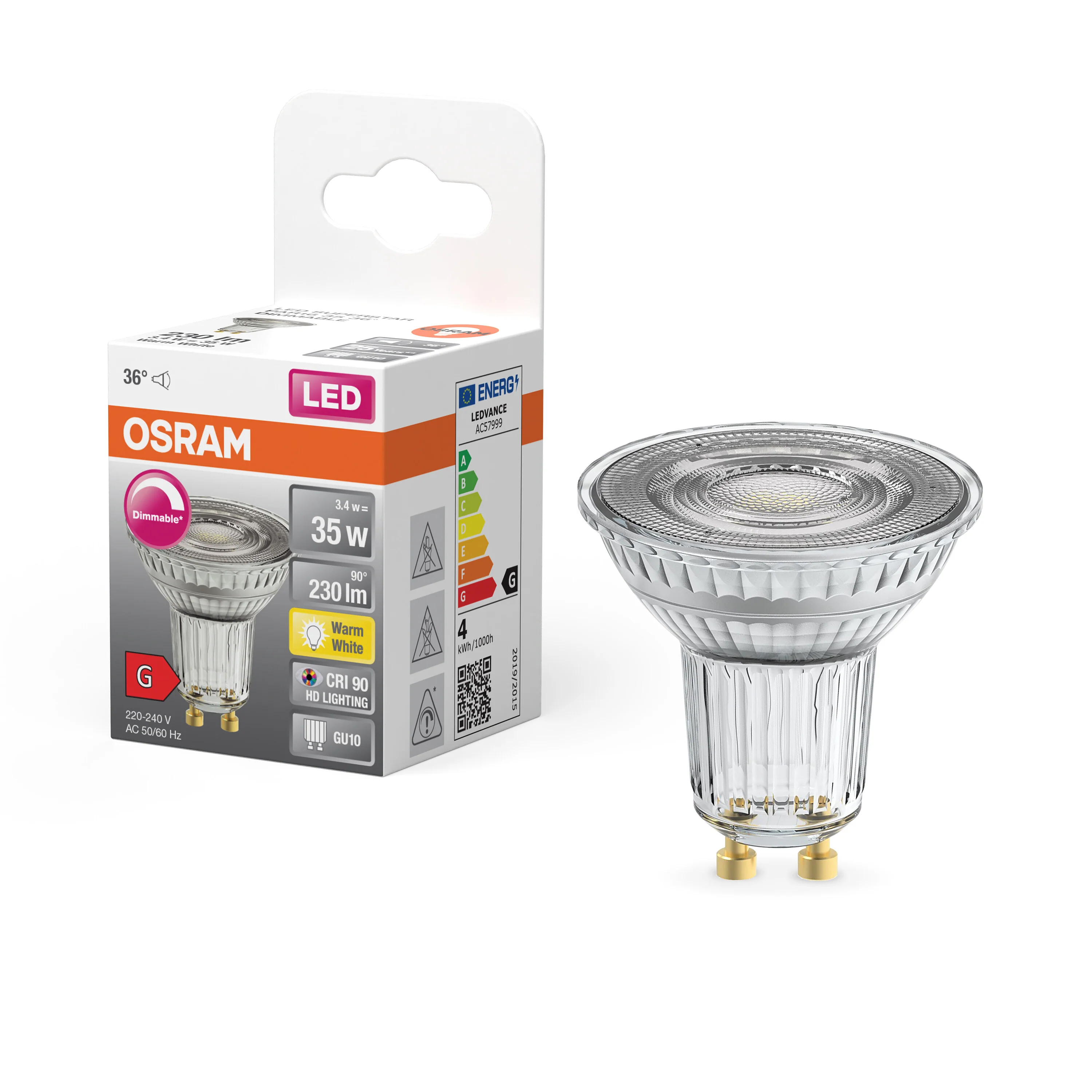 Żarówka LED OSRAM LED Superstar PAR 16 35 36° DIM 3.4W 927 GU10 - Image 4