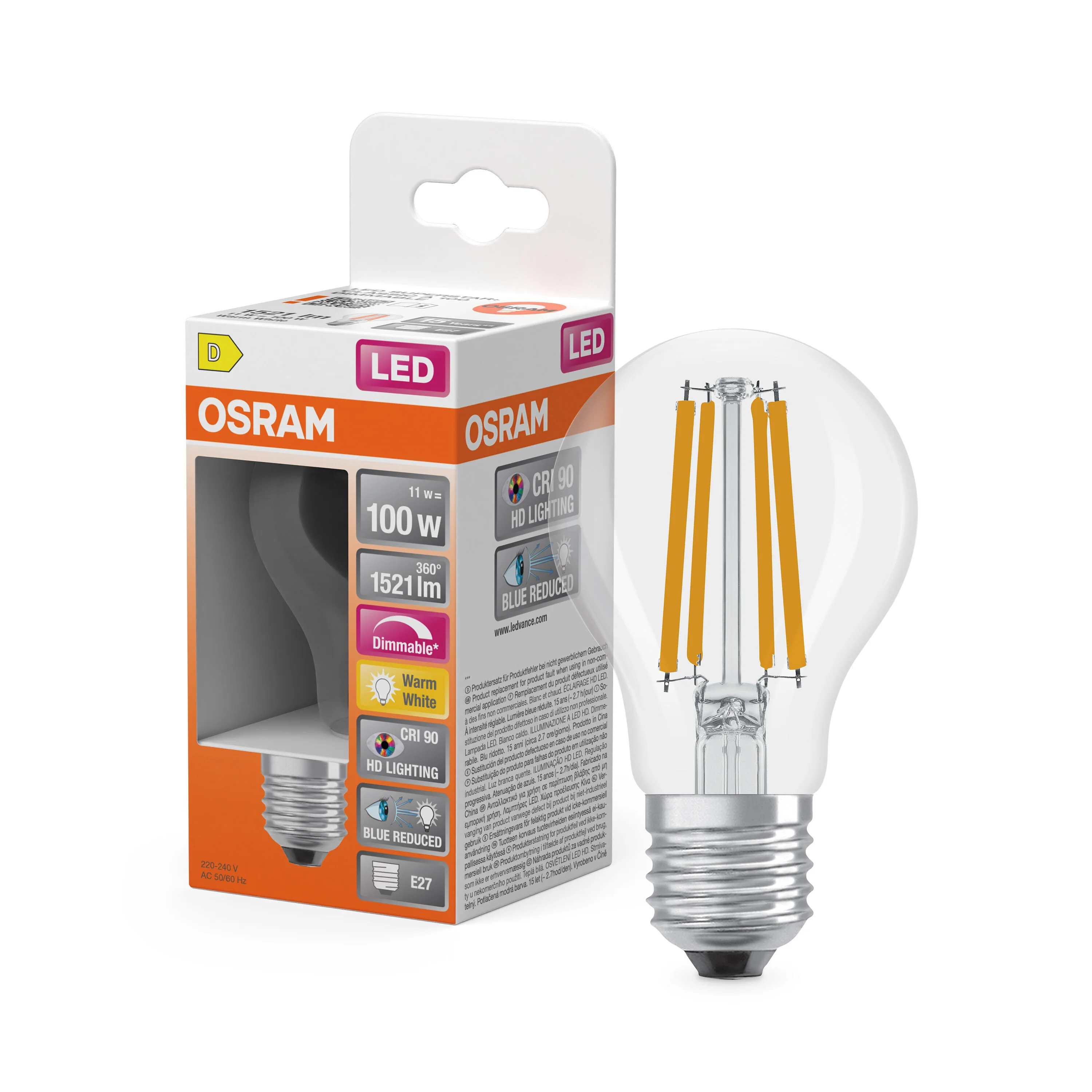 Żarówka LED OSRAM LED Superstar Plus Classic A 100 Filament DIM 11W 927 Clear E27 - Image 4