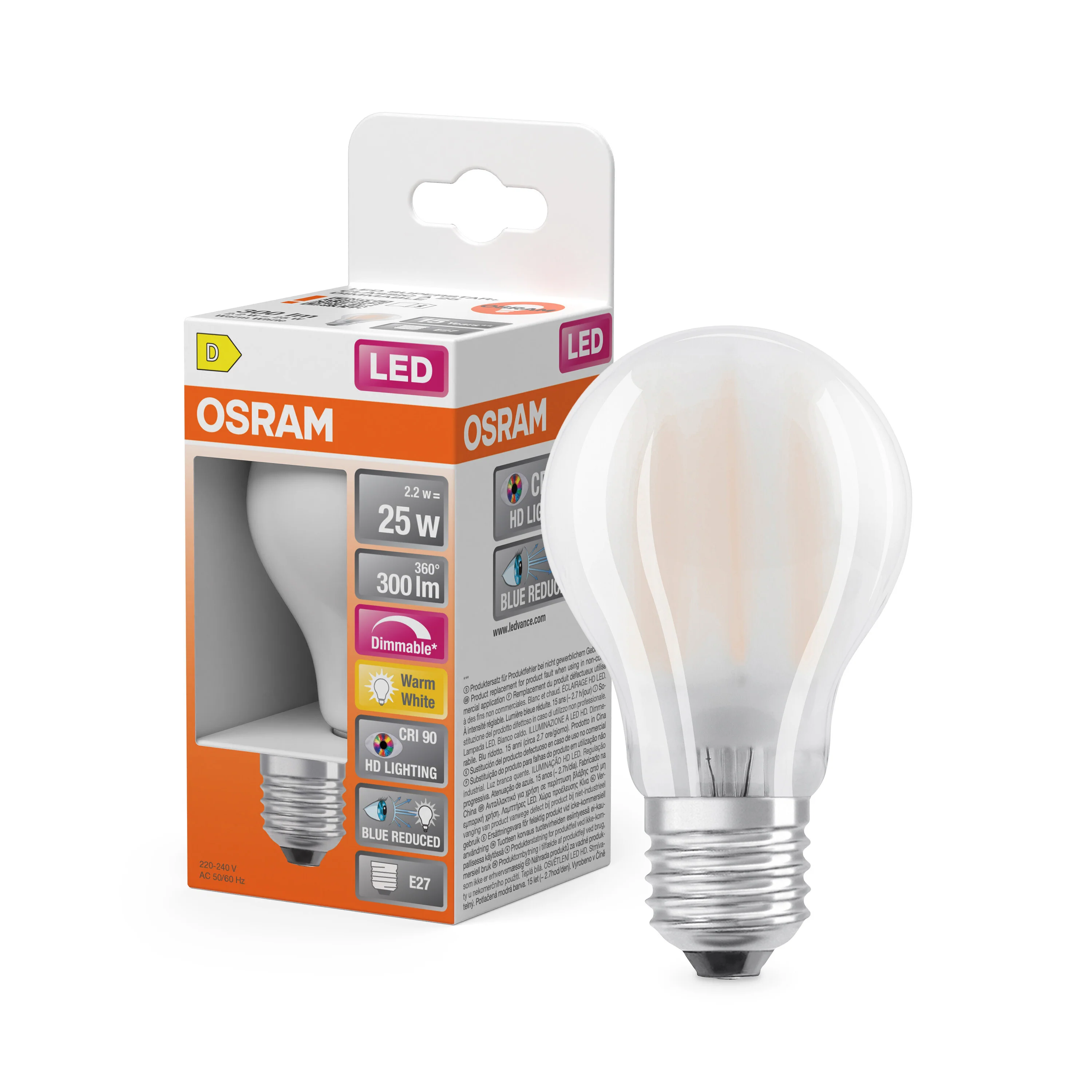 Żarówka LED OSRAM LED Superstar Plus Classic A 25 Filament DIM 2.2W 927 Frosted E27 - Image 4
