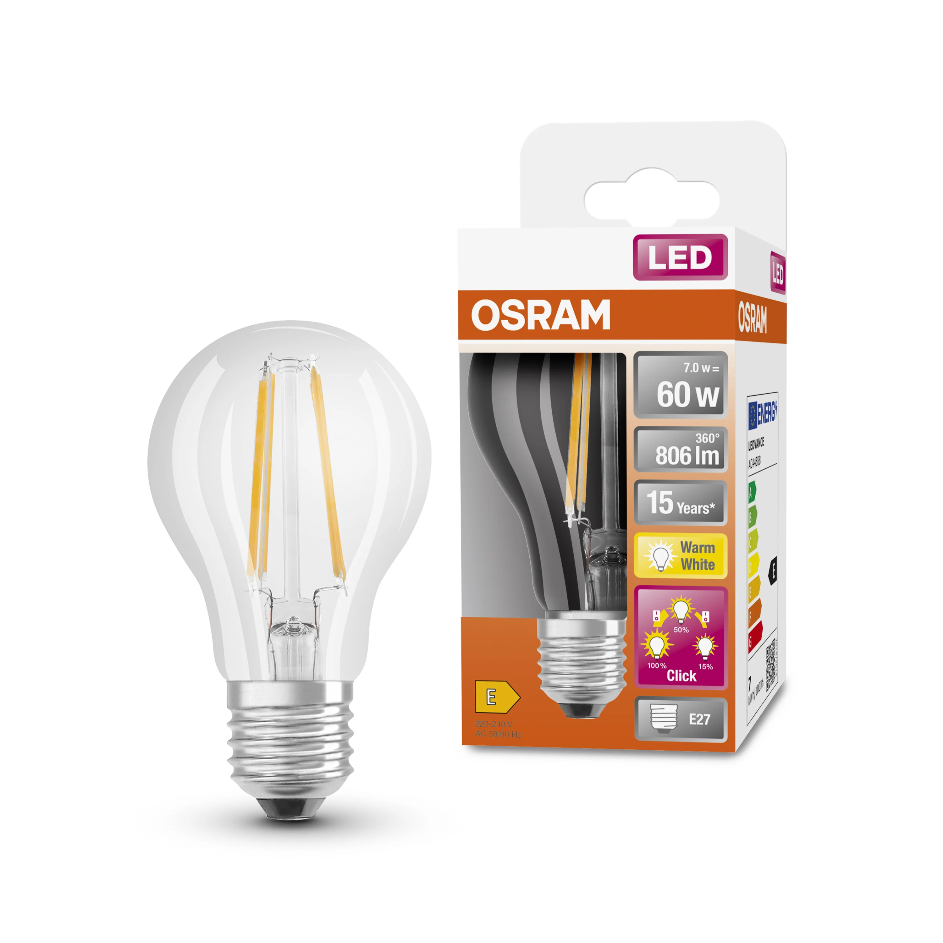 Żarówka LED OSRAM LED Superstar Plus Classic A 60 Filament 7W 827 E27 3step DIM - Image 4