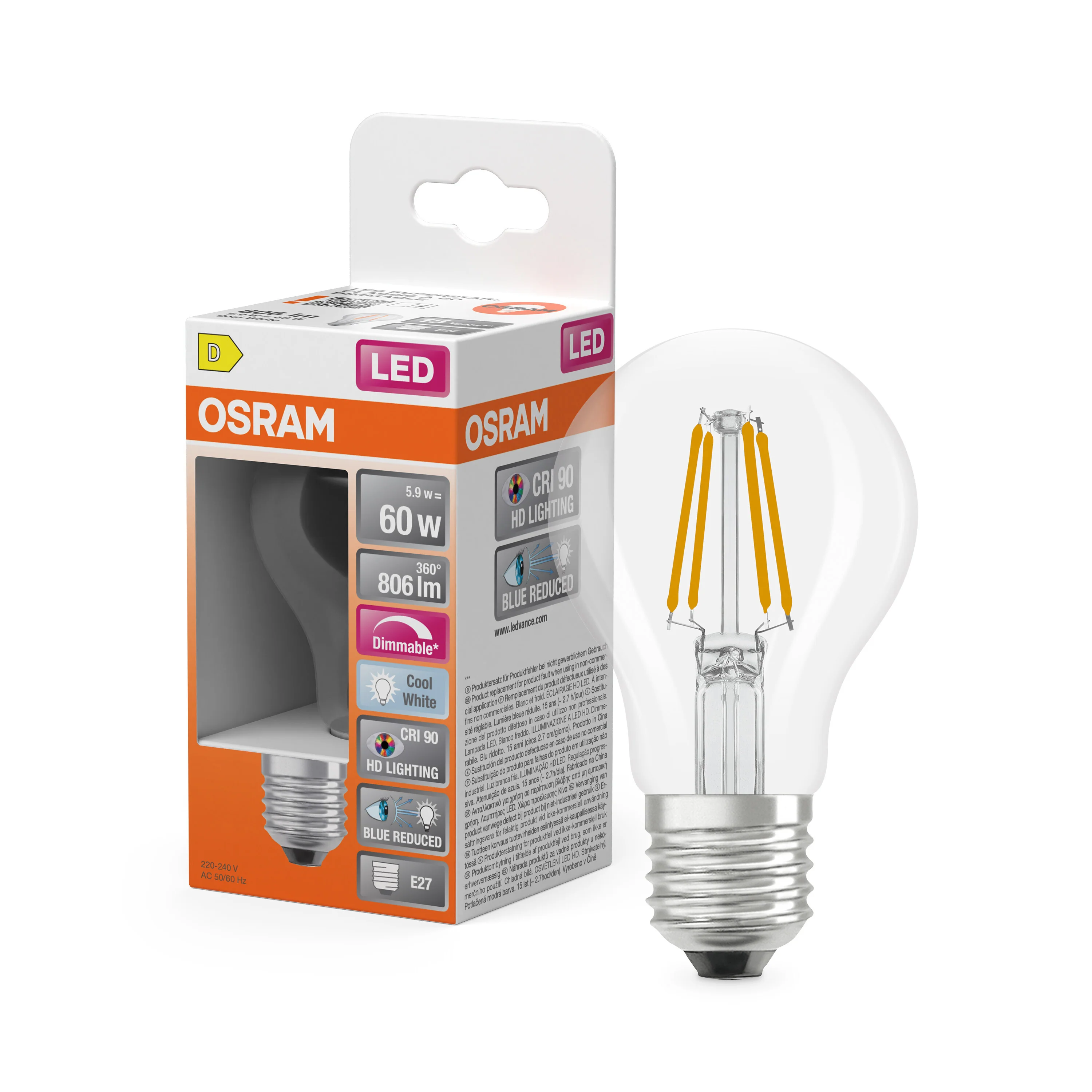 Żarówka LED OSRAM LED Superstar Plus Classic A 60 Filament DIM 5.8W 940 Clear E27 - Image 4