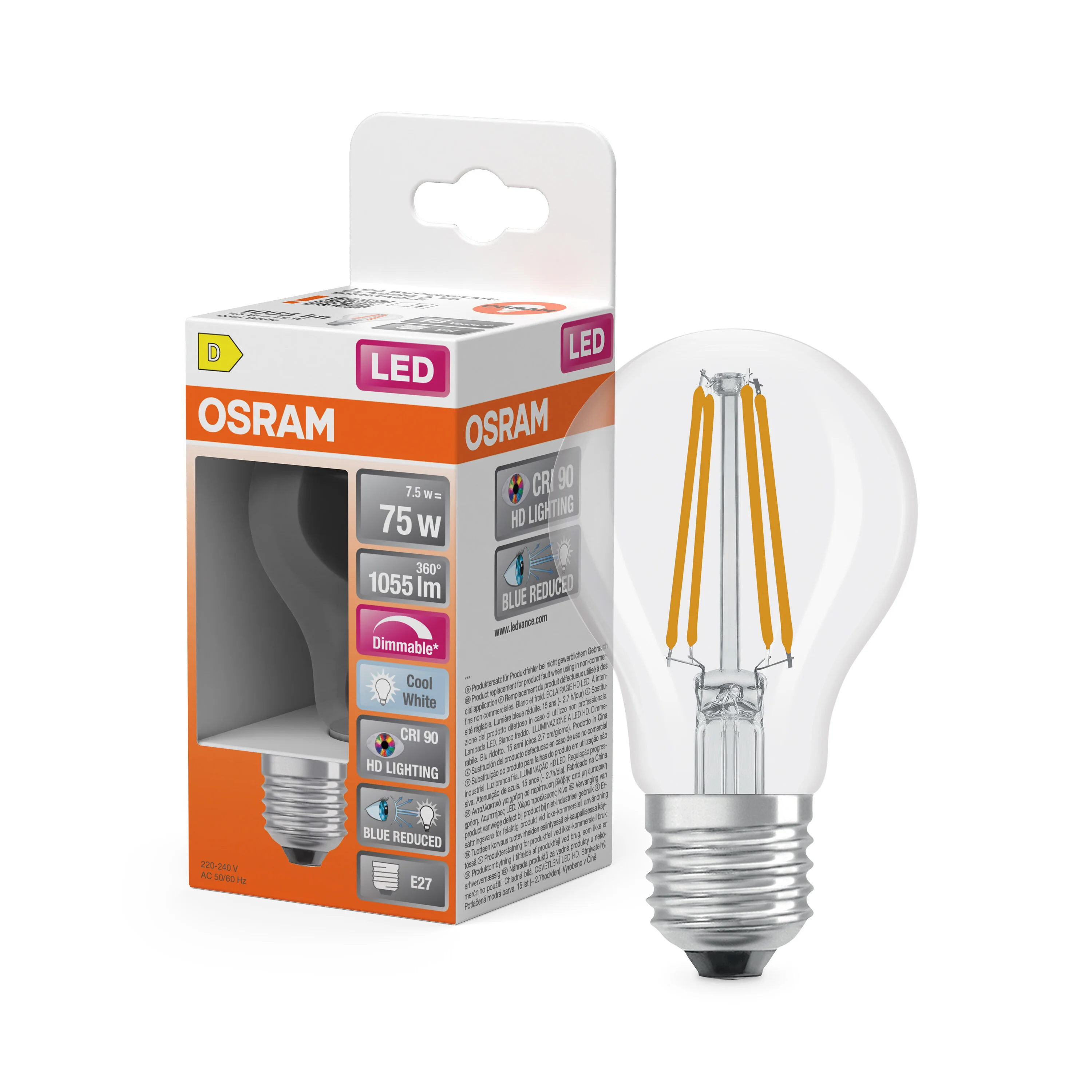 Żarówka LED OSRAM LED Superstar Plus Classic A 75 Filament DIM 7.5W 940 Clear E27 - Image 4