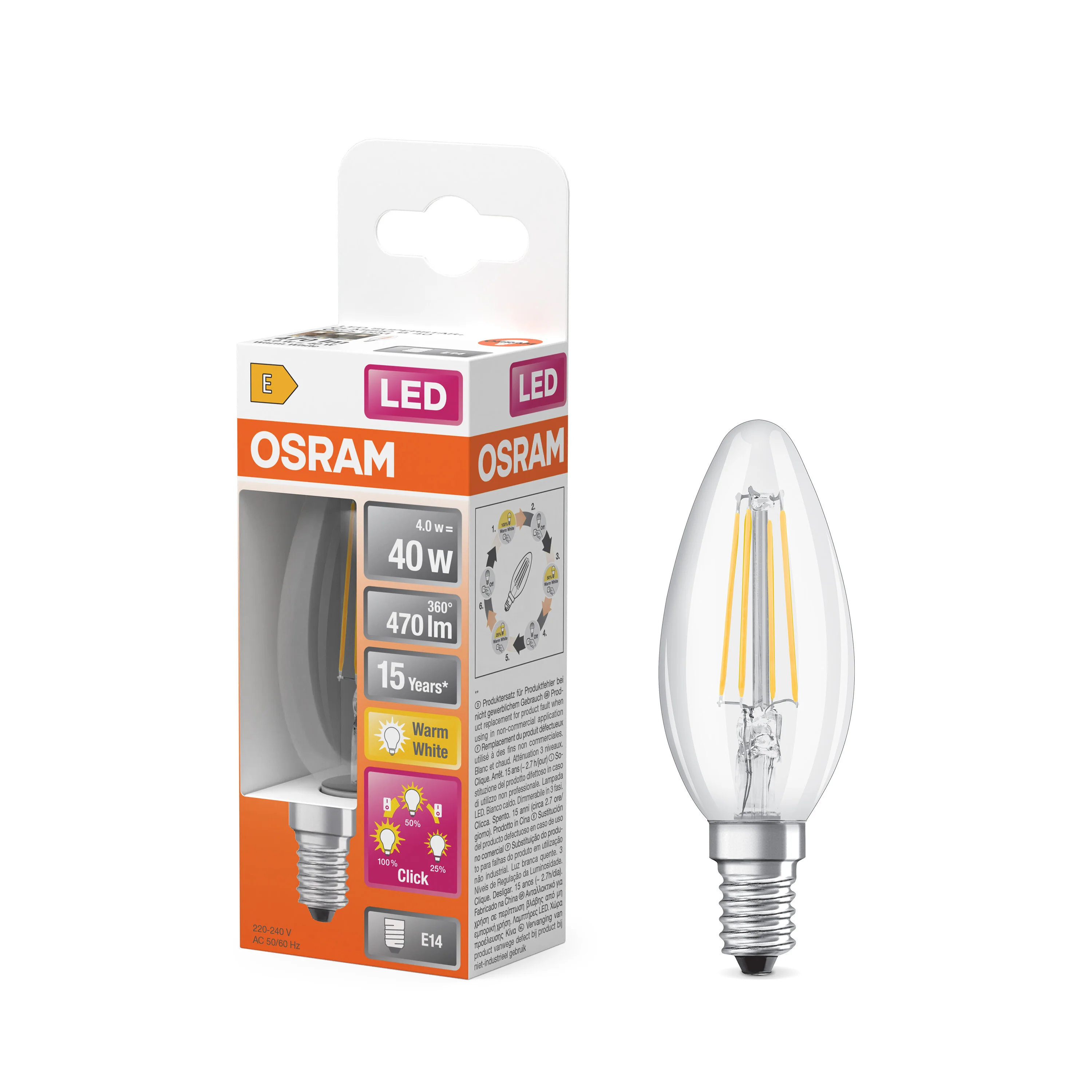Żarówka LED OSRAM LED Superstar Plus Classic B 40 Filament 4W 827 E14 3step DIM - Image 4