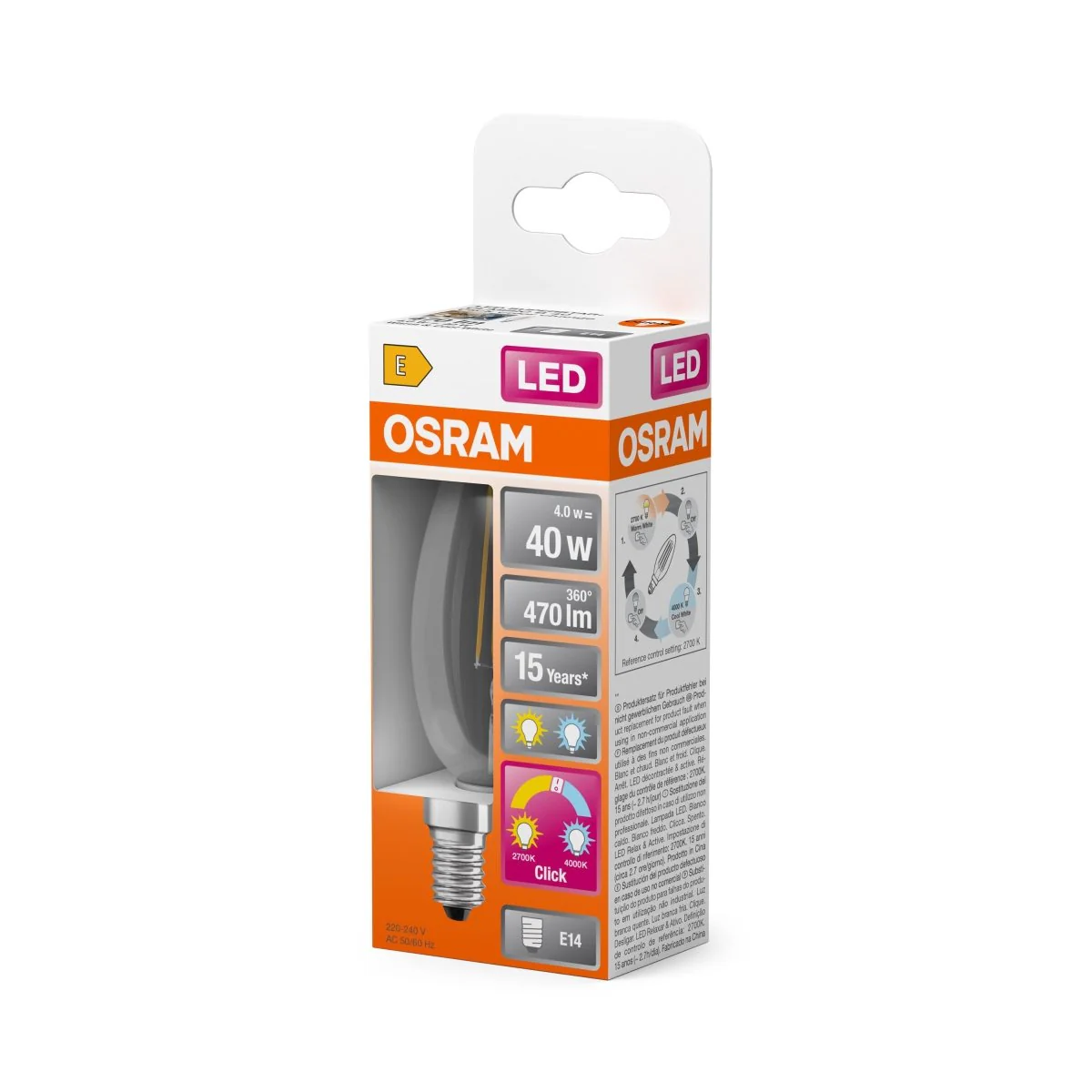 Żarówka LED OSRAM LED Superstar Plus Classic B 40 Filament Active/Relax 4W 827/840 E14 - Image 2
