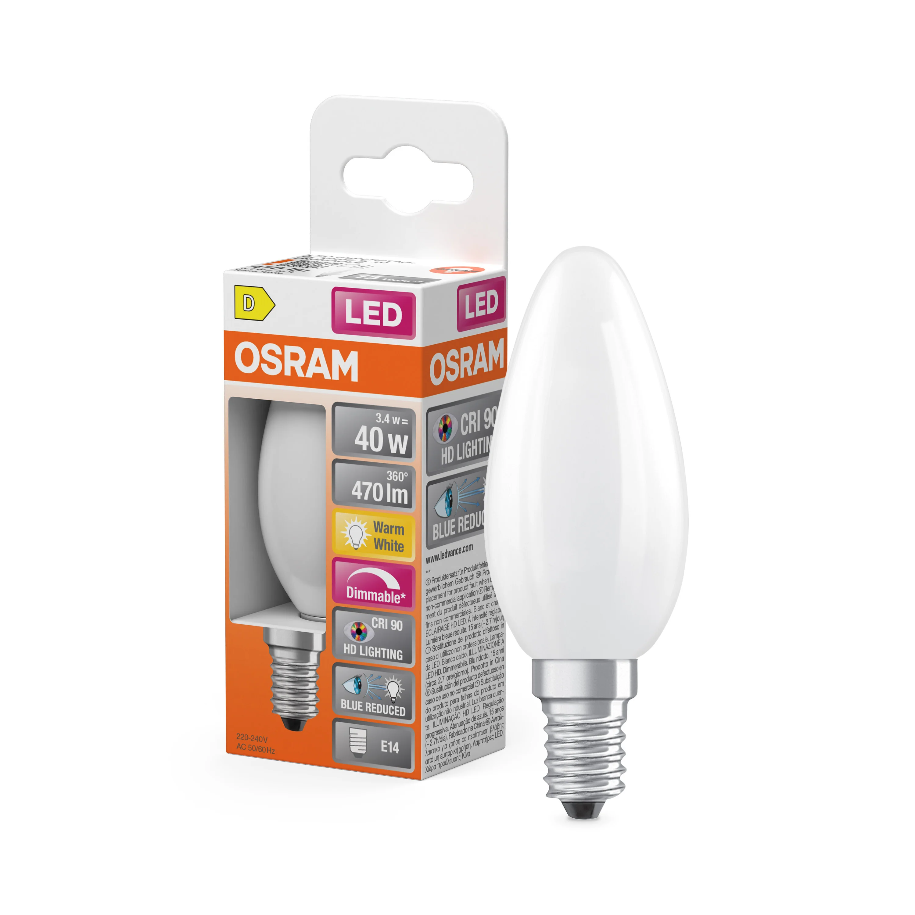 Żarówka LED OSRAM LED Superstar Plus Classic B 40 Filament DIM 3.4W 927 Frosted E14 - Image 4