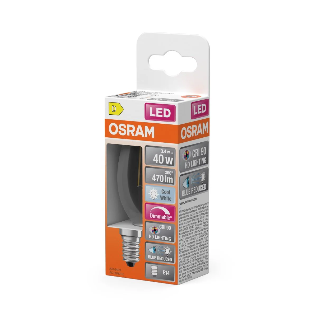 Żarówka LED OSRAM LED Superstar Plus Classic B 40 Filament DIM 3.4W 940 Clear E14 - Image 2