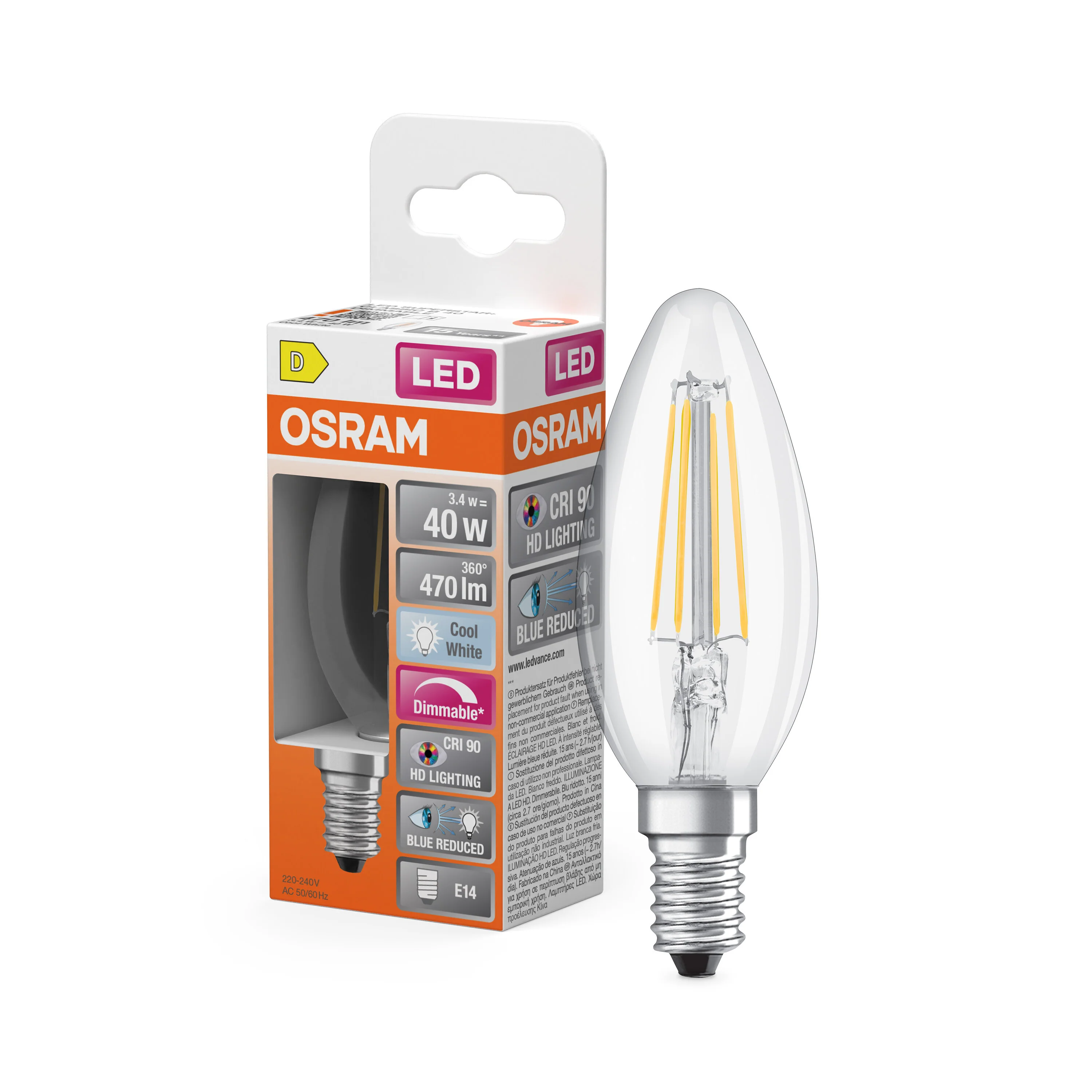 Żarówka LED OSRAM LED Superstar Plus Classic B 40 Filament DIM 3.4W 940 Clear E14 - Image 4