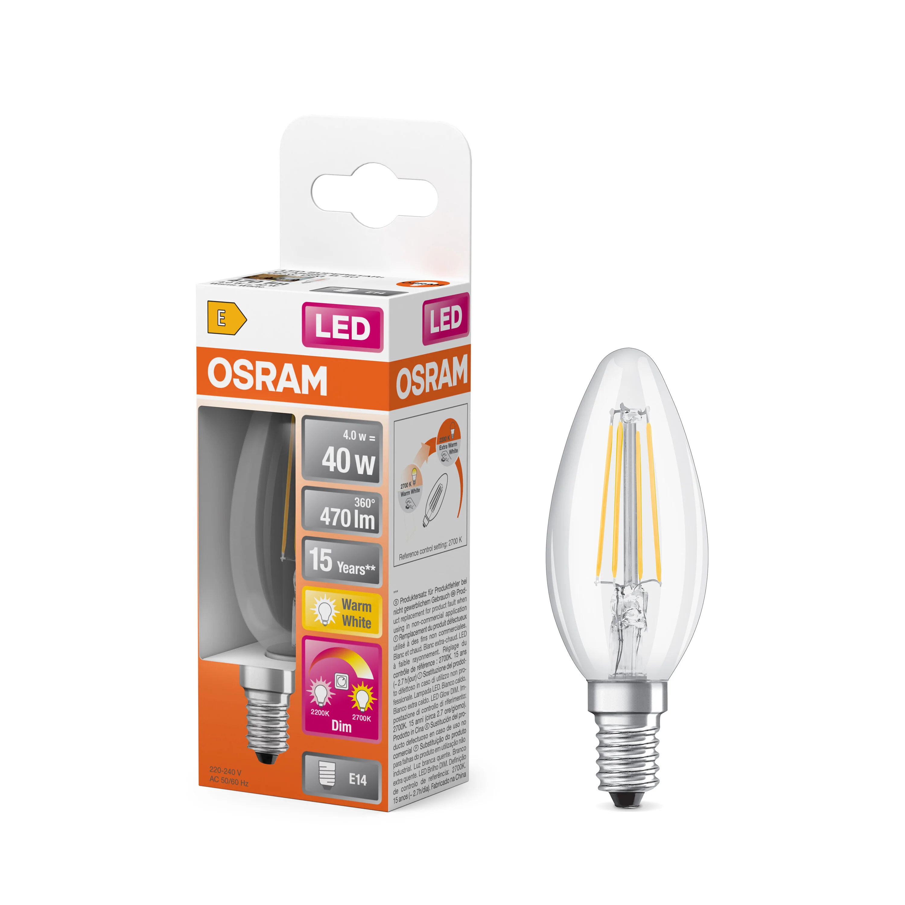 Żarówka LED OSRAM LED Superstar Plus Classic B 40 Filament Glow DIM 4W 822…827 E14 - Image 4