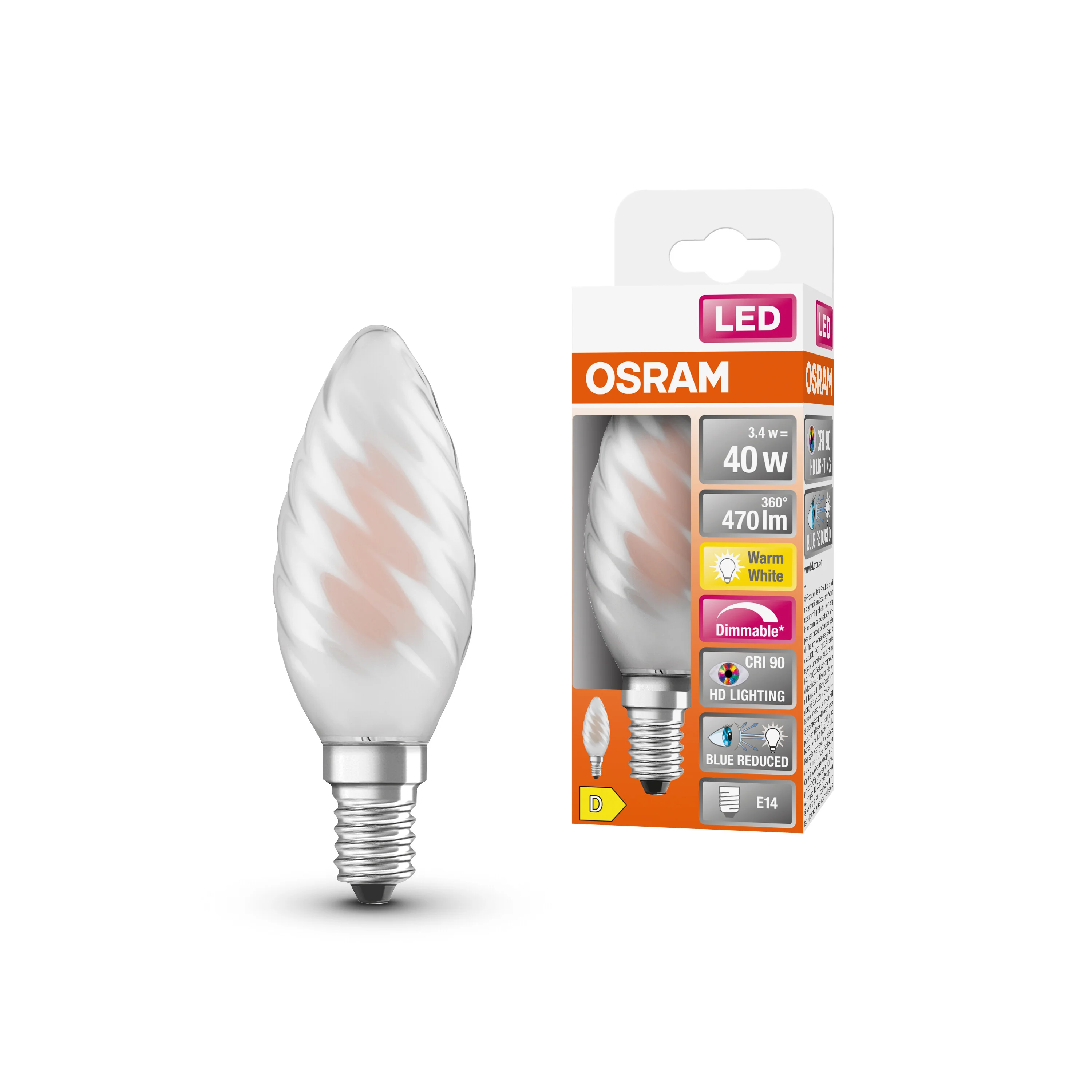 Żarówka LED OSRAM LED Superstar Plus Classic BW 40 Filament DIM 3.4W 927 Frosted E14 - Image 4