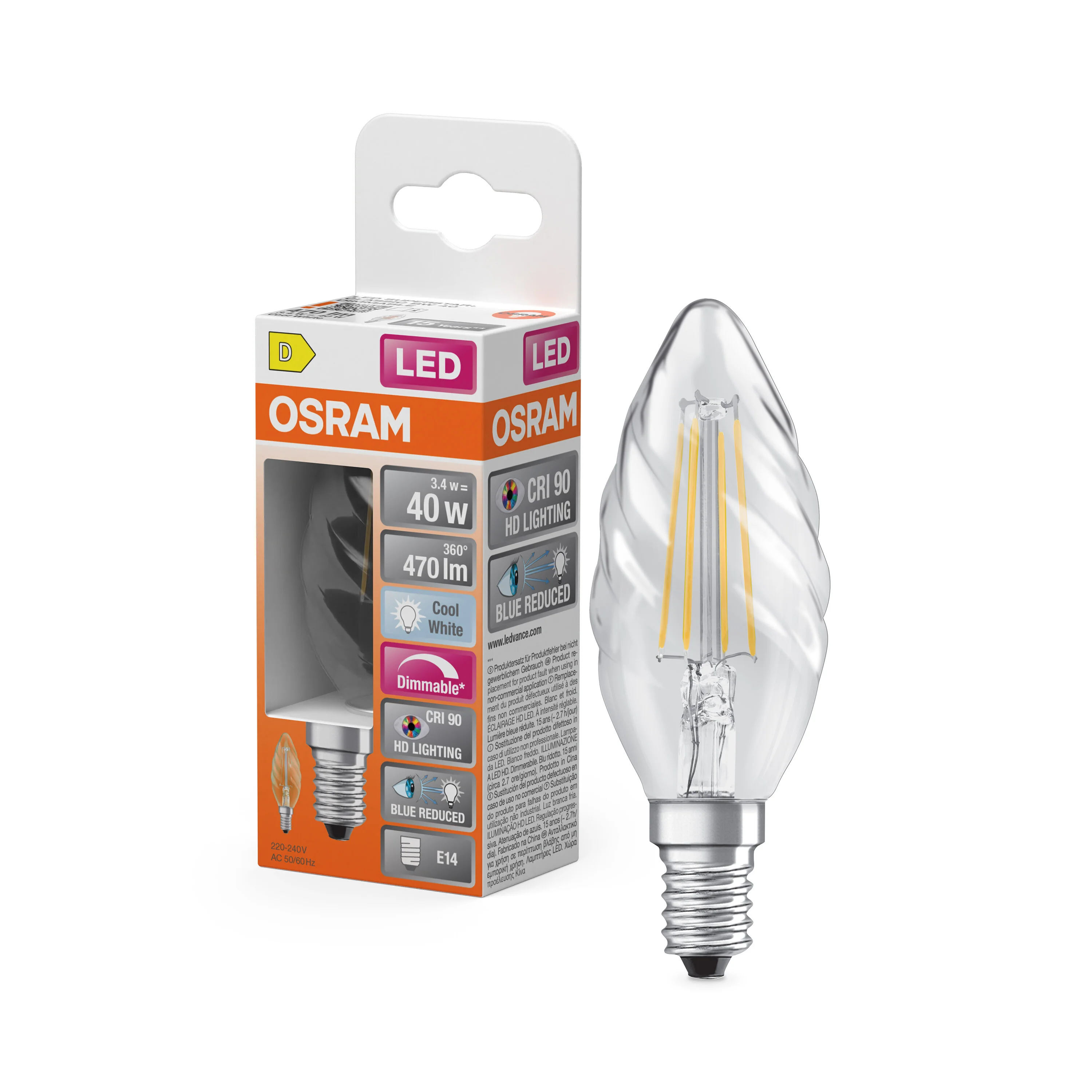 Żarówka LED OSRAM LED Superstar Plus Classic BW 40 Filament DIM 3.4W 940 Clear E14 - Image 4