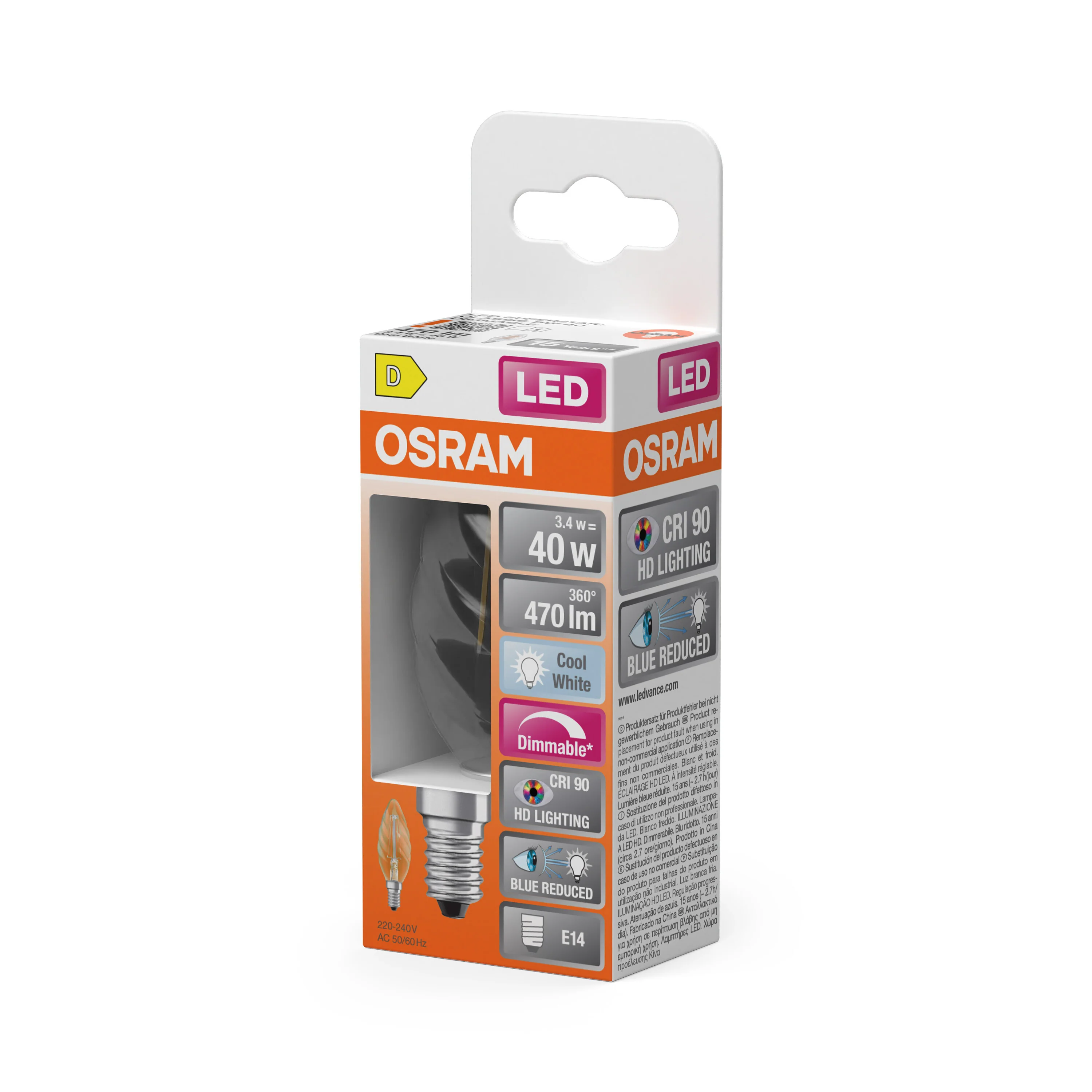 Żarówka LED OSRAM LED Superstar Plus Classic BW 40 Filament DIM 3.4W 940 Clear E14 - Image 5