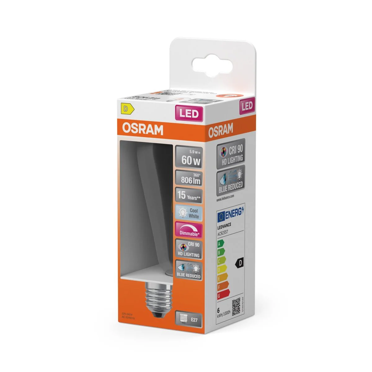 Żarówka LED OSRAM LED Superstar Plus Classic Edison 60 Filament DIM 5.8W 940 Clear E27 - Image 2