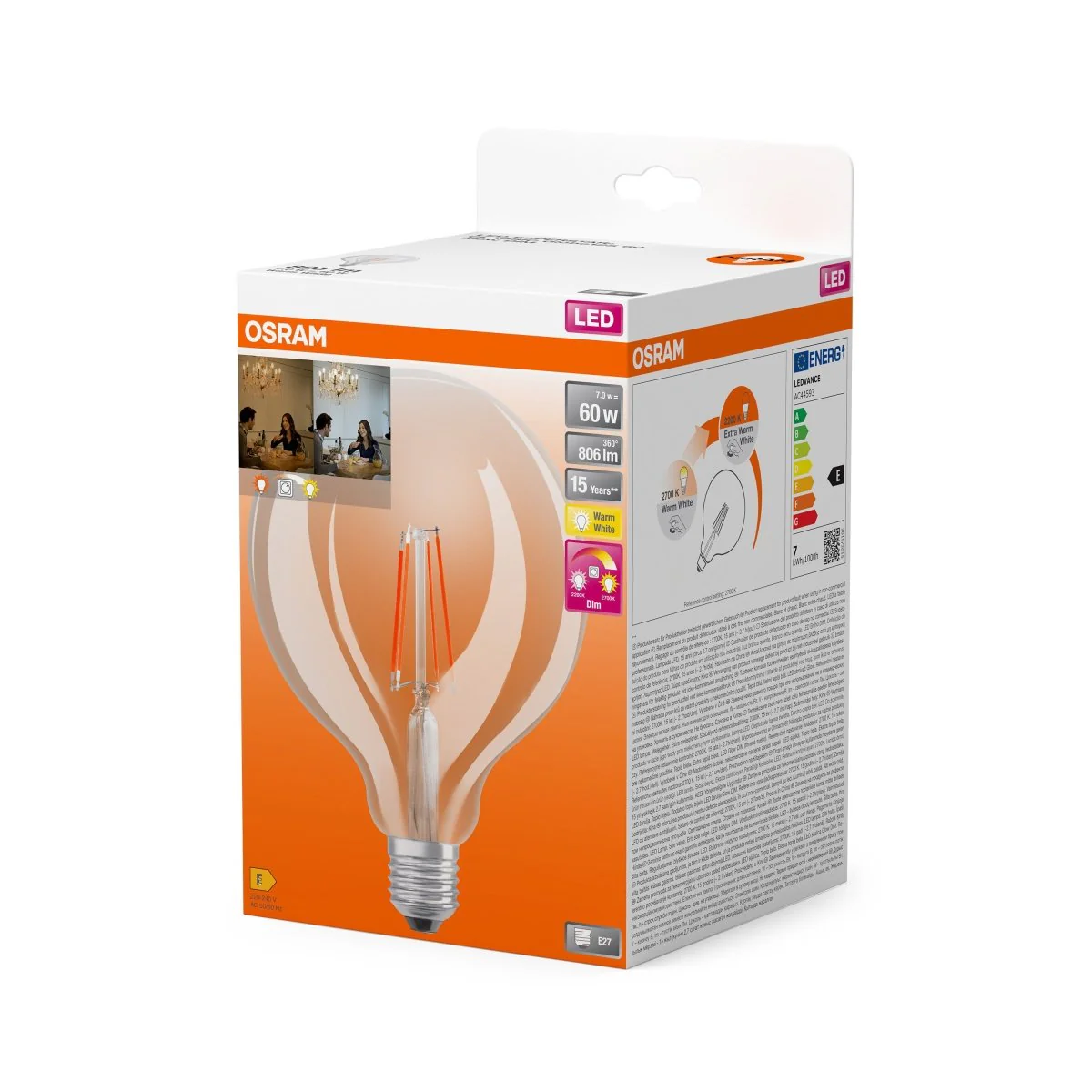 Żarówka LED OSRAM LED Superstar Plus Classic Globe 125 60 Filament Glow DIM 7W 822…827 E27 - Image 2
