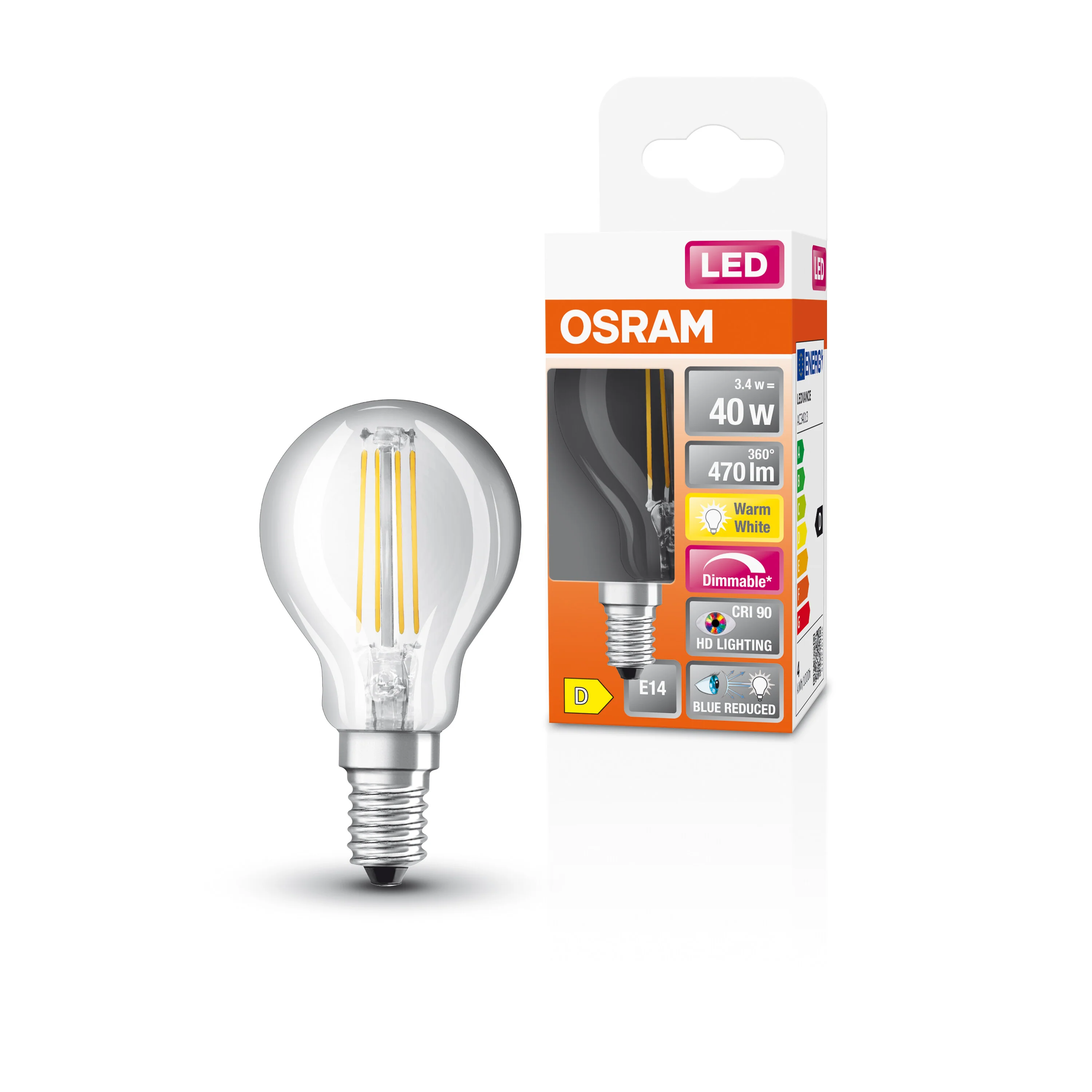 Żarówka LED OSRAM LED Superstar Plus Classic P 40 Filament DIM 3.4W 927 Clear E14 - Image 4