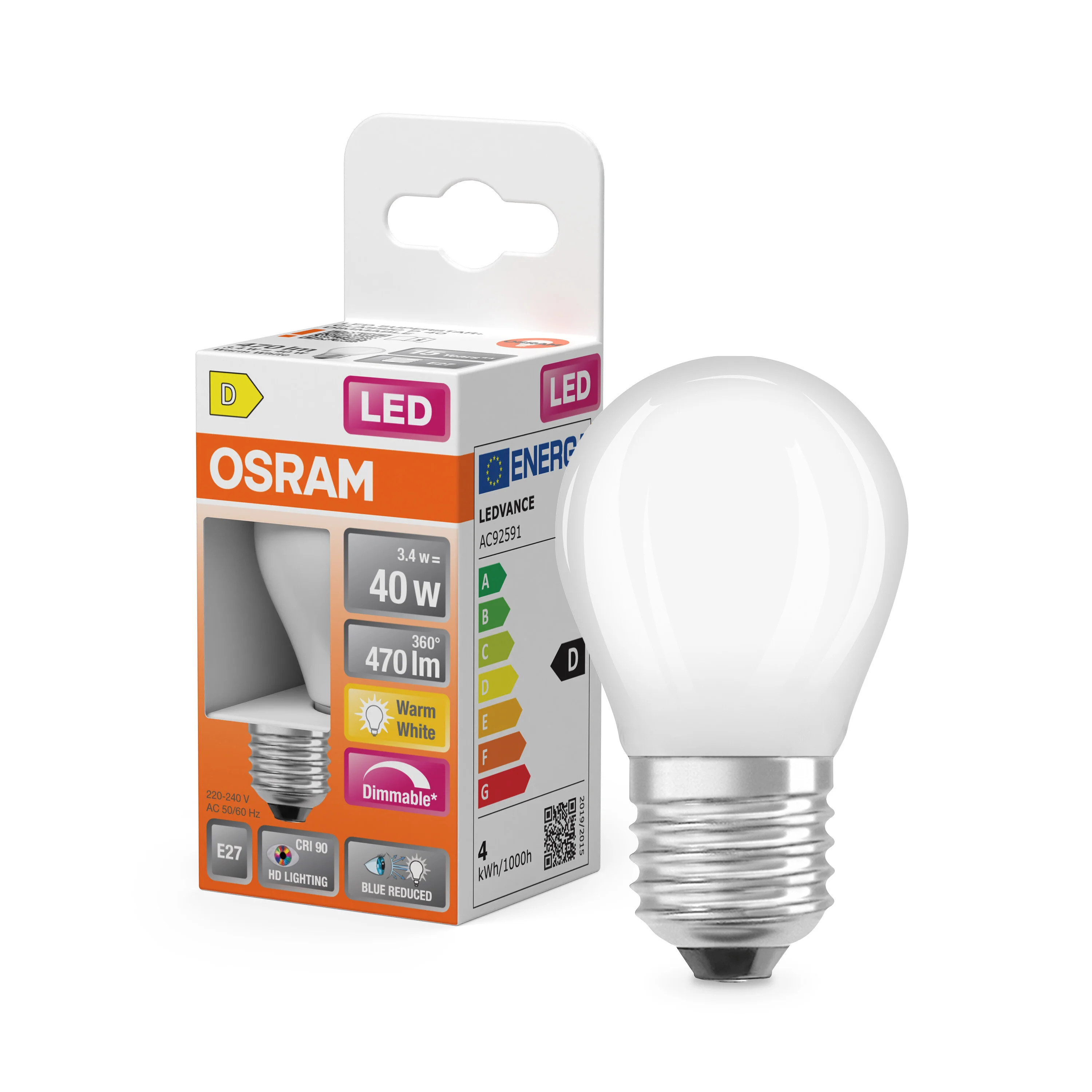Żarówka LED OSRAM LED Superstar Plus Classic P 40 Filament DIM 3.4W 927 Frosted E27 - Image 4