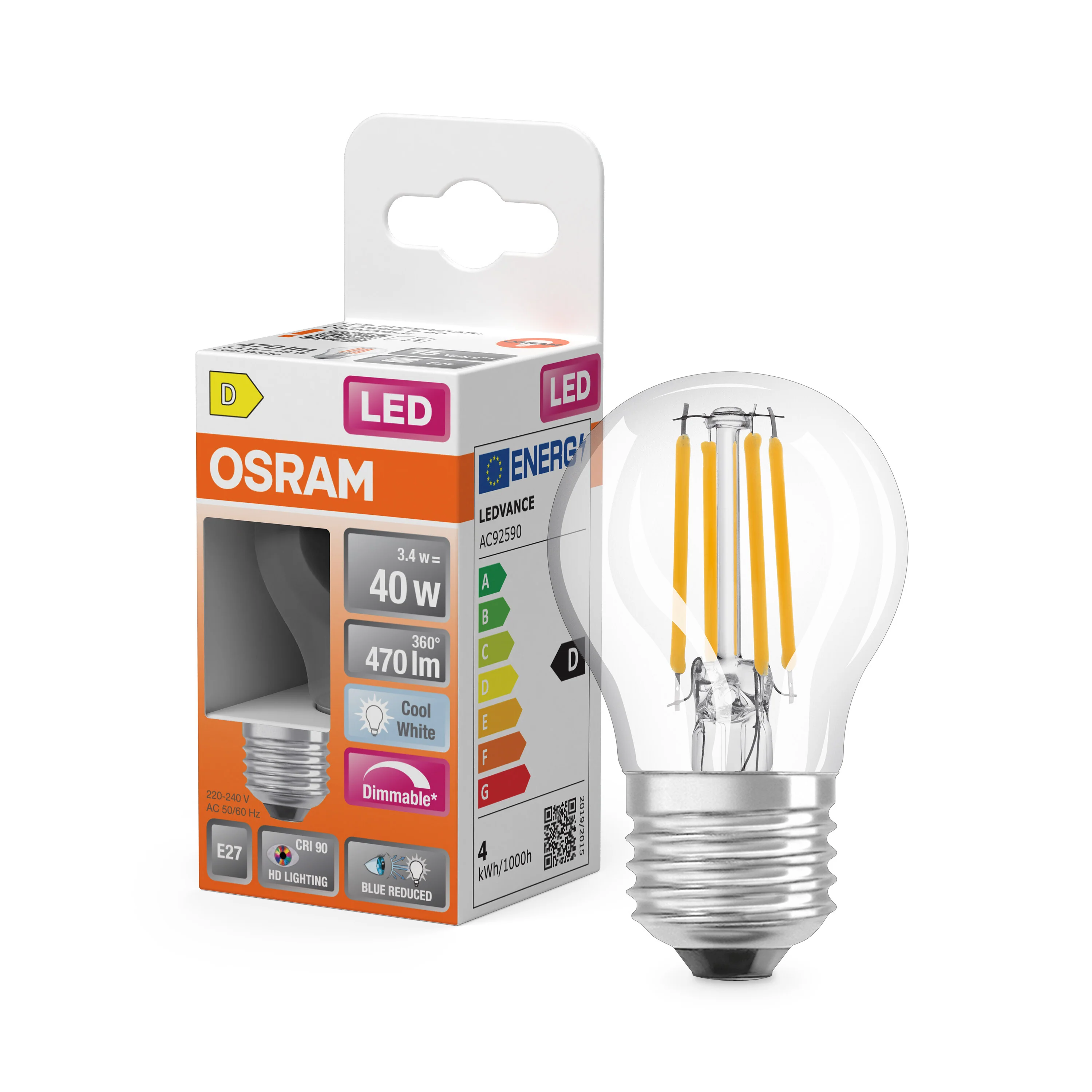 Żarówka LED OSRAM LED Superstar Plus Classic P 40 Filament DIM 3.4W 940 Clear E27 - Image 4