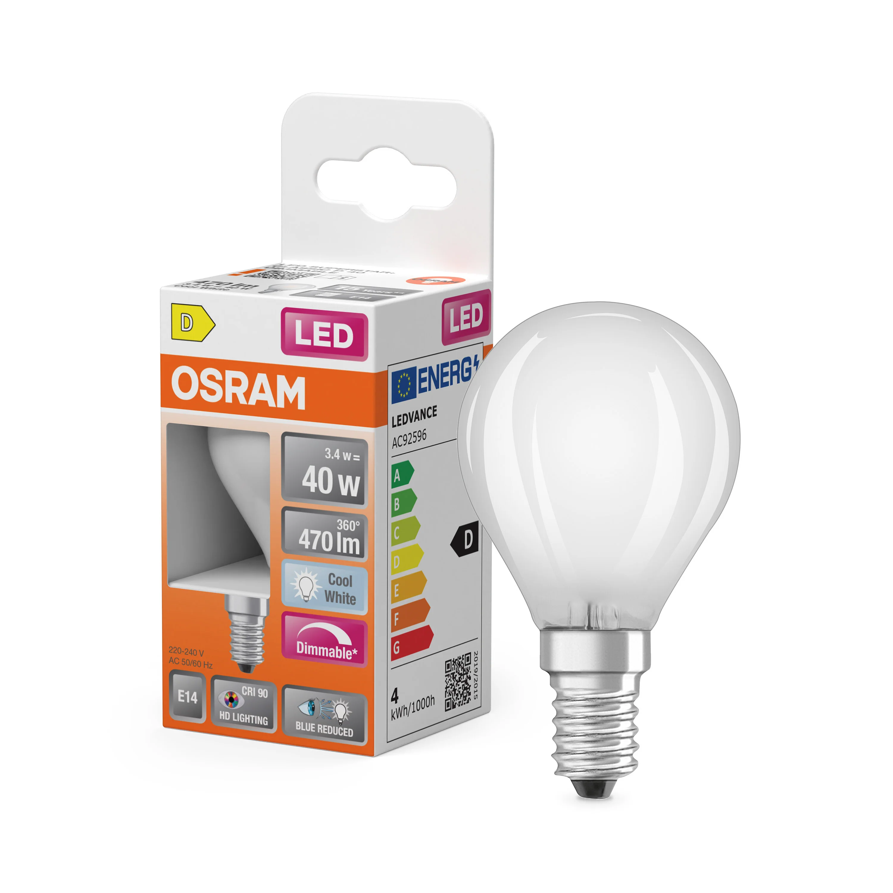 Żarówka LED OSRAM LED Superstar Plus Classic P 40 Filament DIM 3.4W 940 Frosted E14 - Image 4