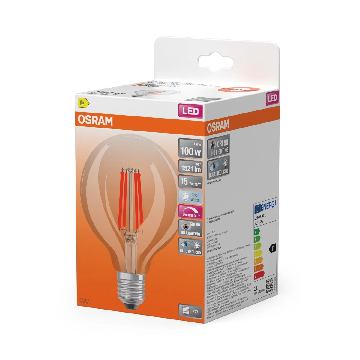 Żarówka LED OSRAM LED Superstar Plus Globe 95 100 Filament DIM 11W 940 Clear E27 - Image 2