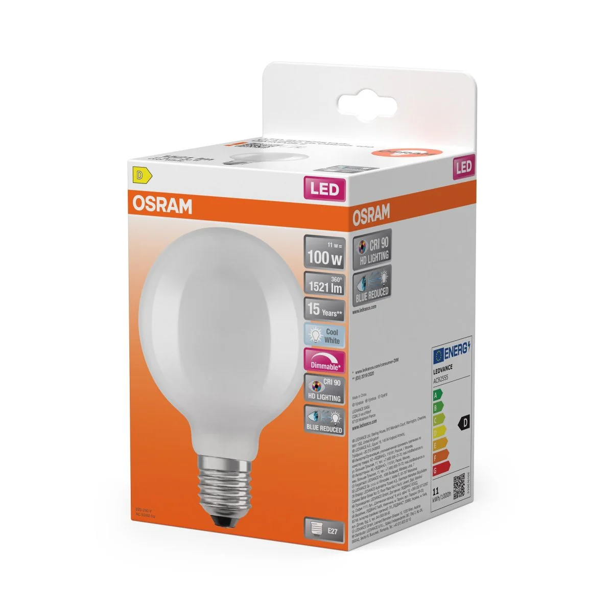 Żarówka LED OSRAM LED Superstar Plus Globe 95 100 Filament DIM 11W 940 Frosted E27 - Image 2