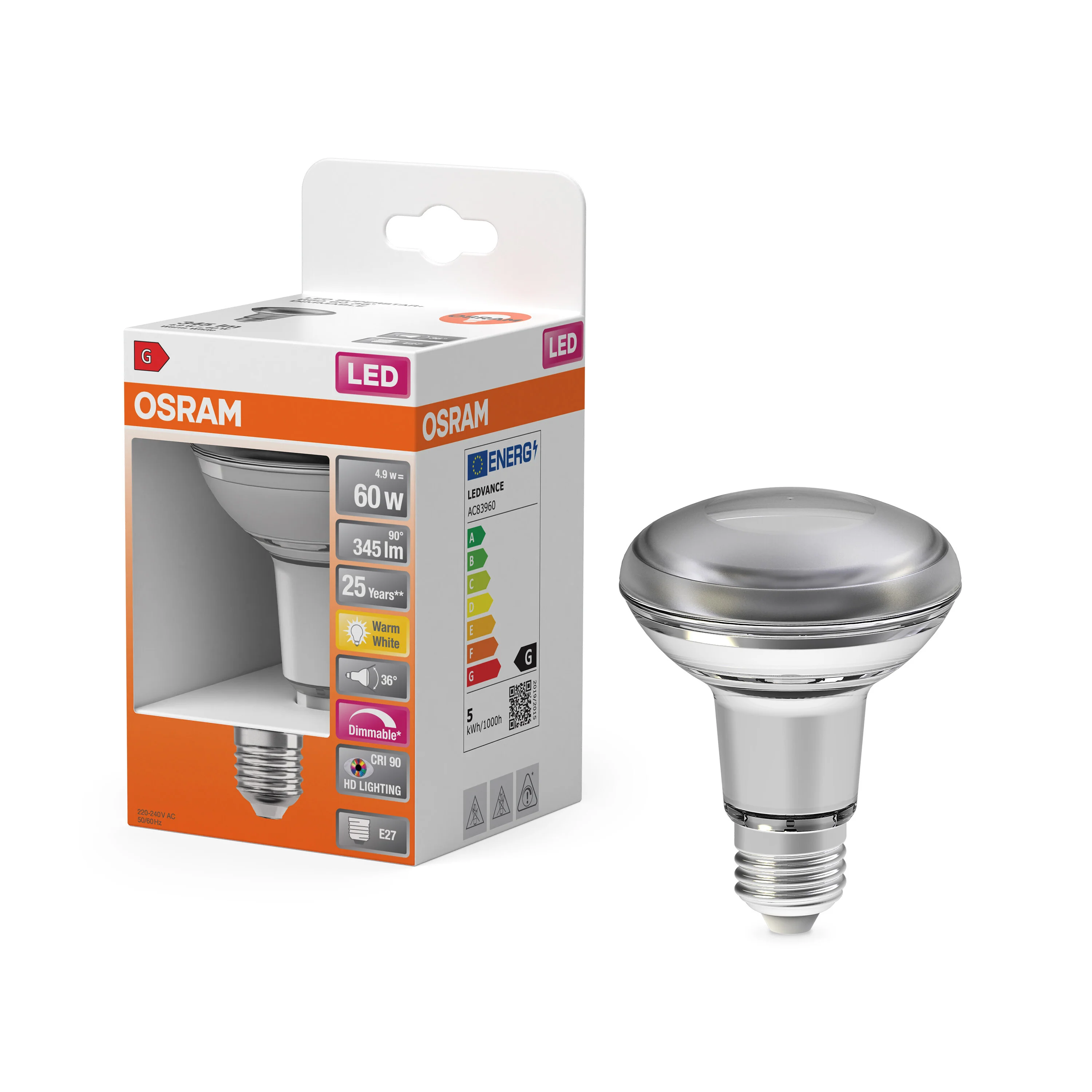 Żarówka LED OSRAM LED Superstar Plus R80 60 36° DIM 4.9W 927 E27 - Image 4