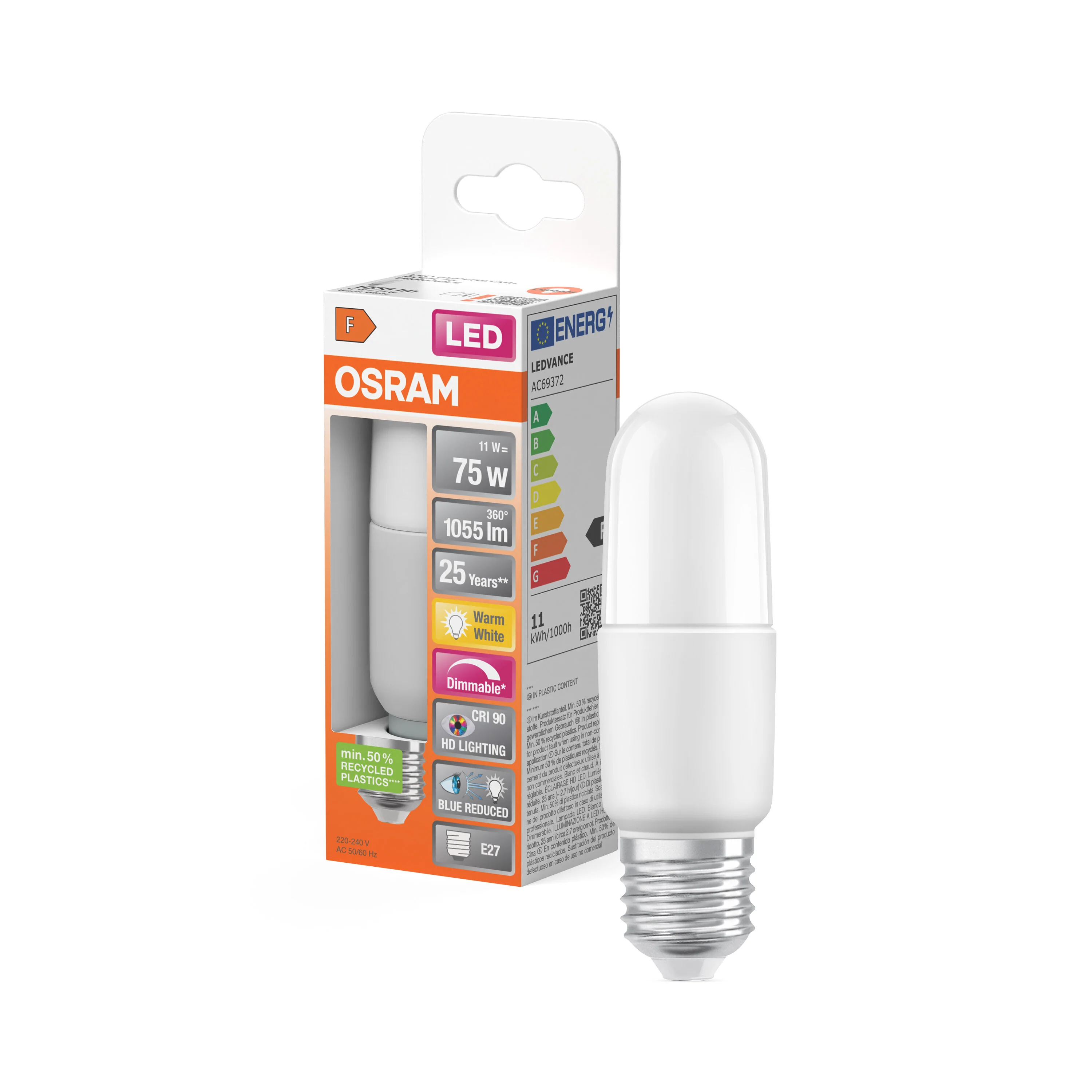 Żarówka LED OSRAM LED Superstar Plus Stick 75 DIM 11W 927 Frosted E27 - Image 4