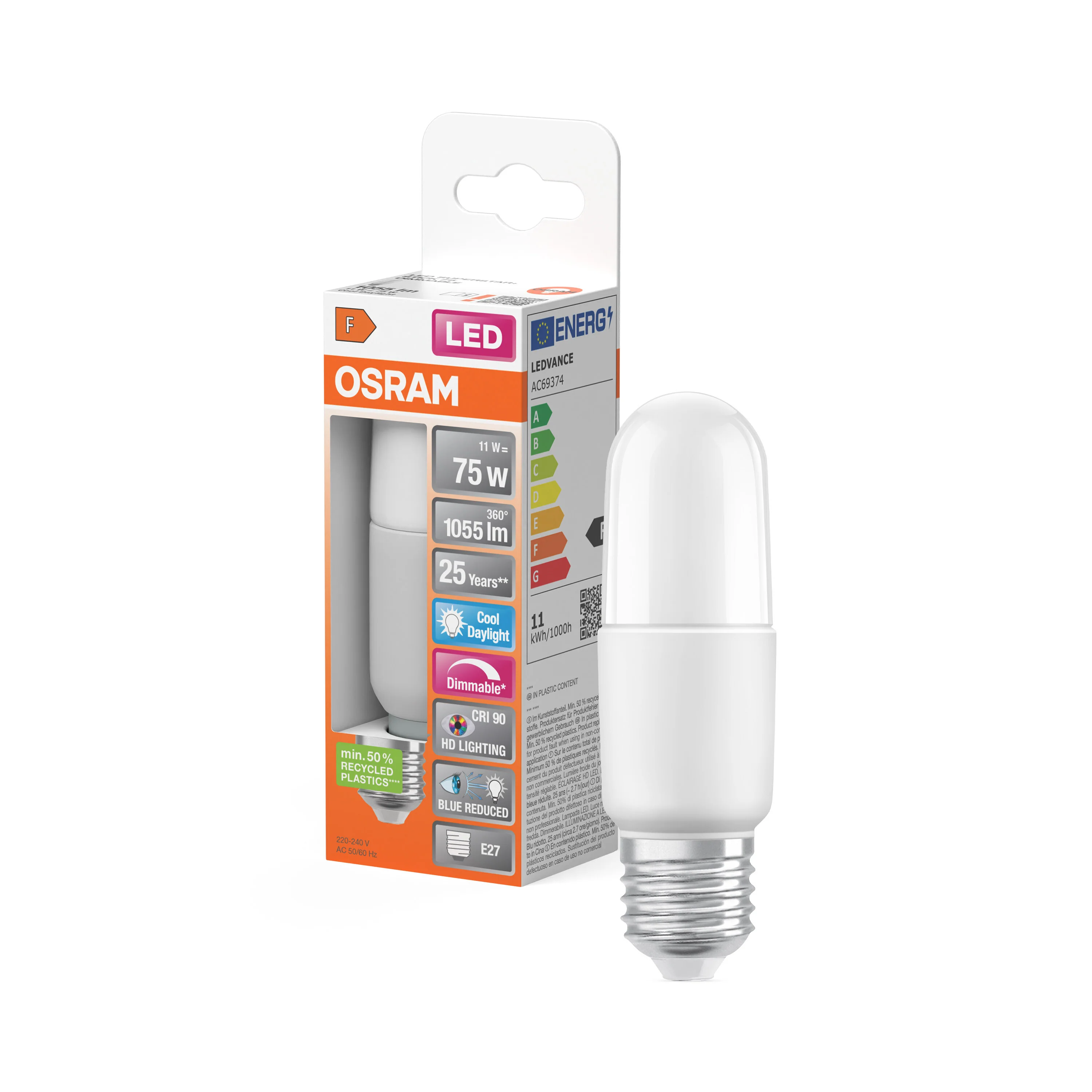 Żarówka LED OSRAM LED Superstar Plus Stick 75 DIM 11W 965 Frosted E27 - Image 4