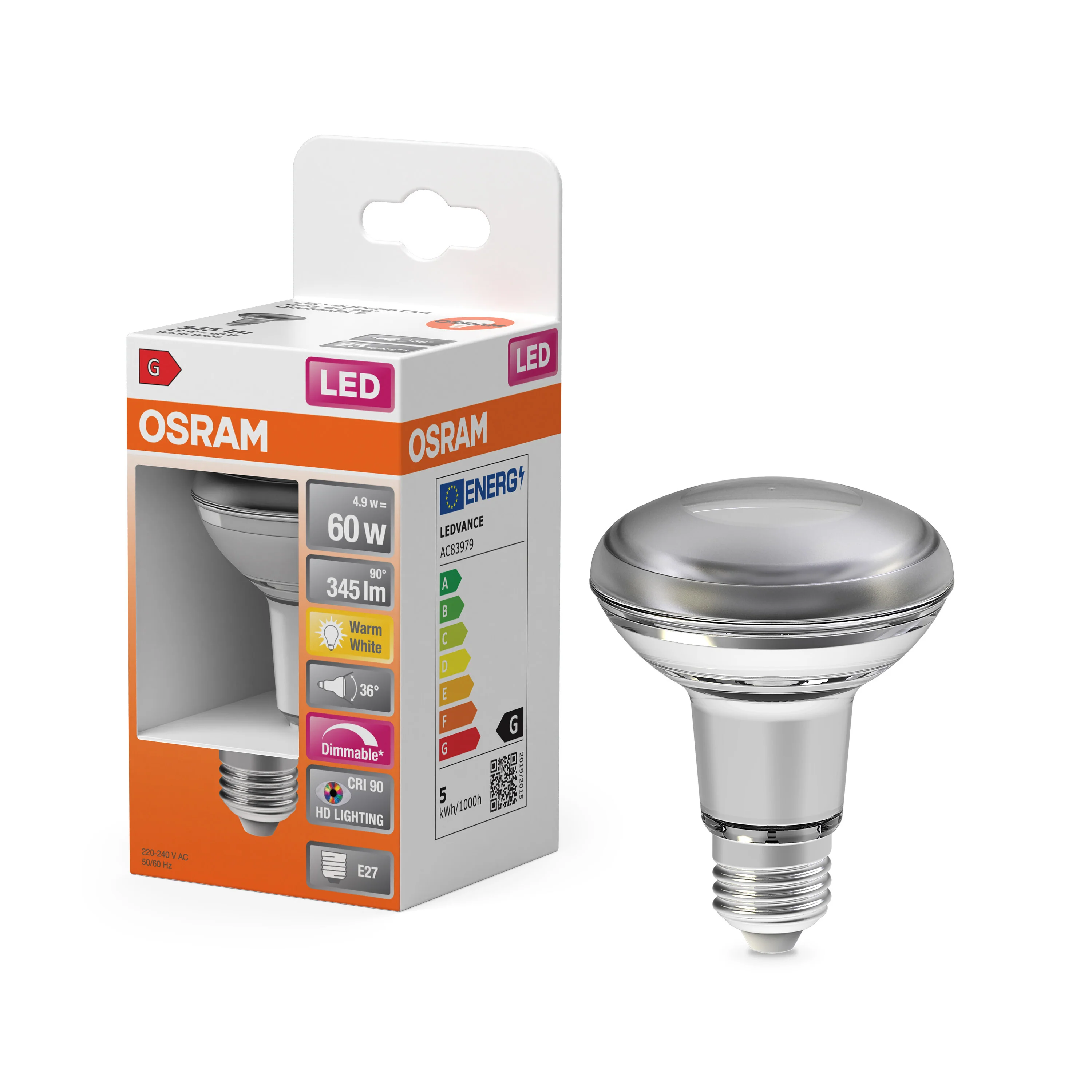 Żarówka LED OSRAM LED Superstar R63 60 36° DIM 4.9W 927 E27 - Image 4