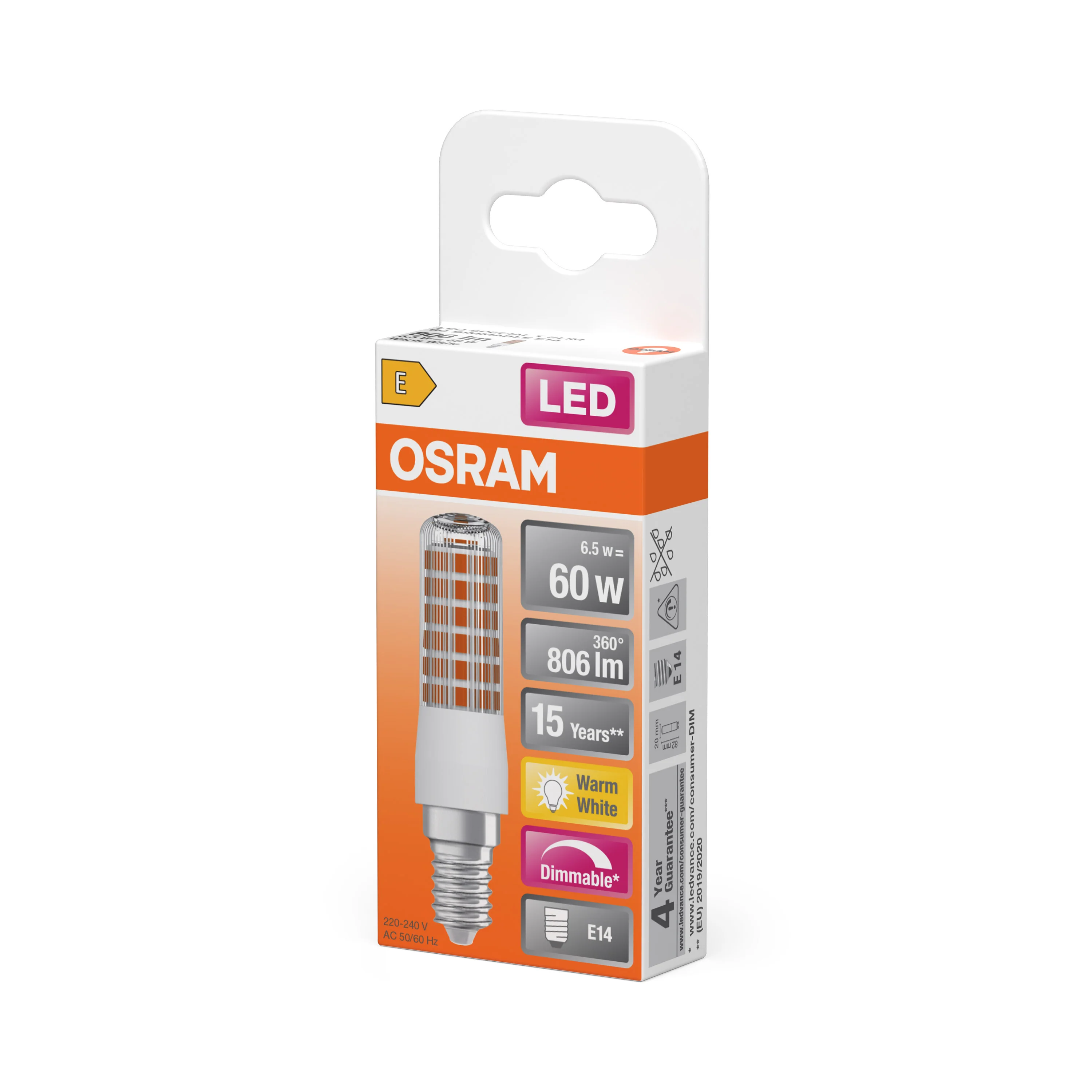 Żarówka LED OSRAM LED T Slim 60 320° DIM 6.5W 827 Clear E14 - Image 5