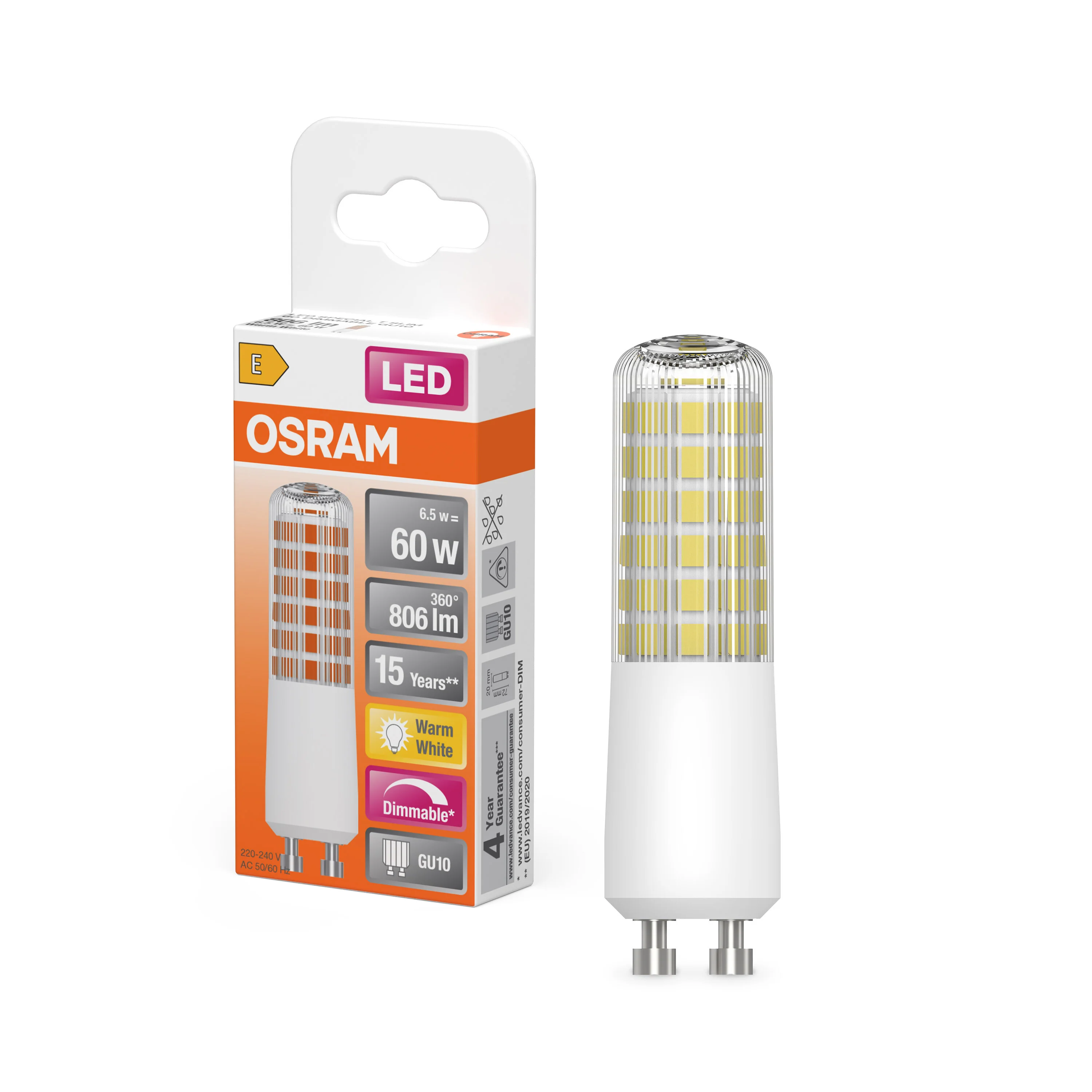 Żarówka LED OSRAM LED T Slim 60 320° DIM 6.5W 827 Clear GU10 - Image 4