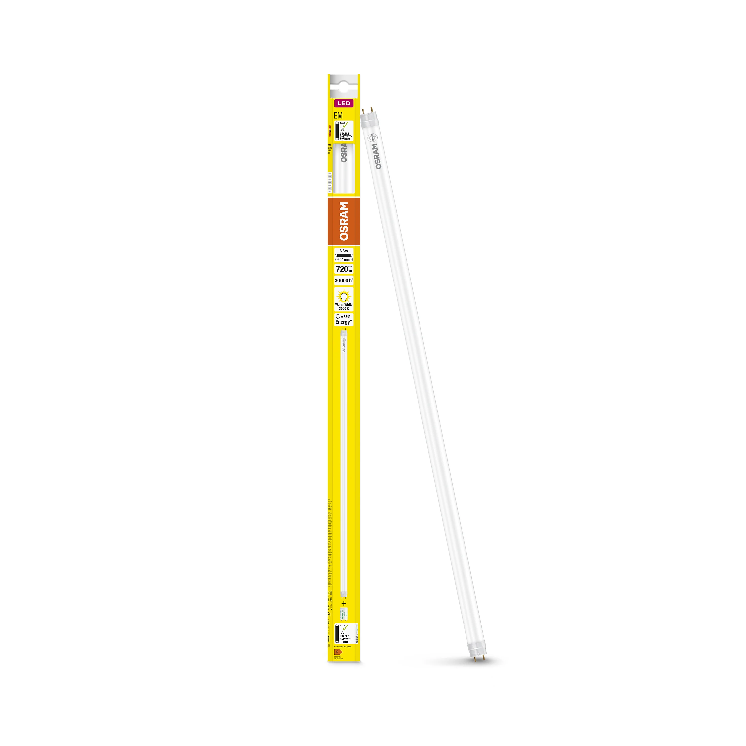 Żarówka LED OSRAM LED TUBE T8 18 EM PLASTIC 600 mm 6.6W 830 - Image 4