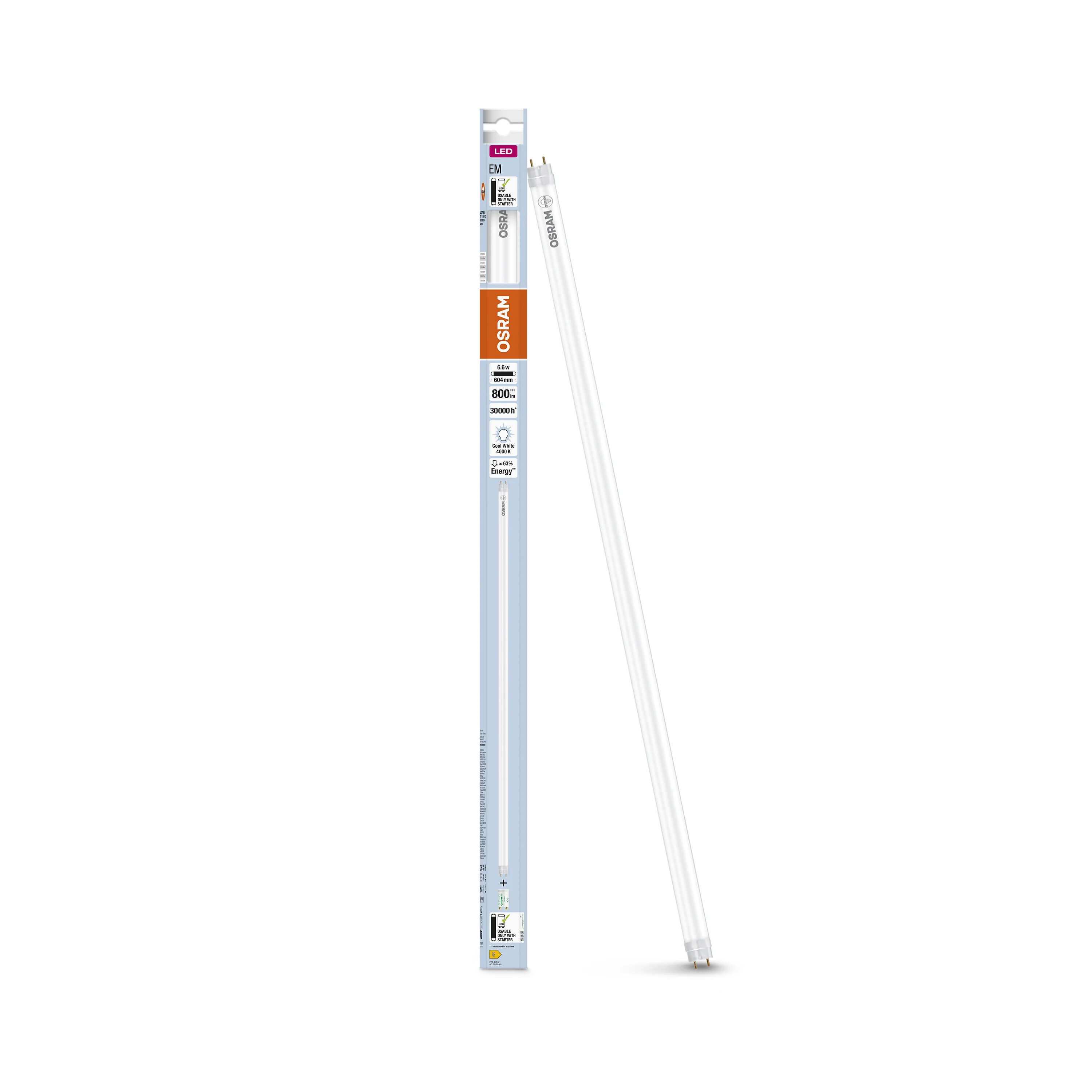 Żarówka LED OSRAM LED TUBE T8 18 EM PLASTIC 600 mm 6.6W 840 - Image 4
