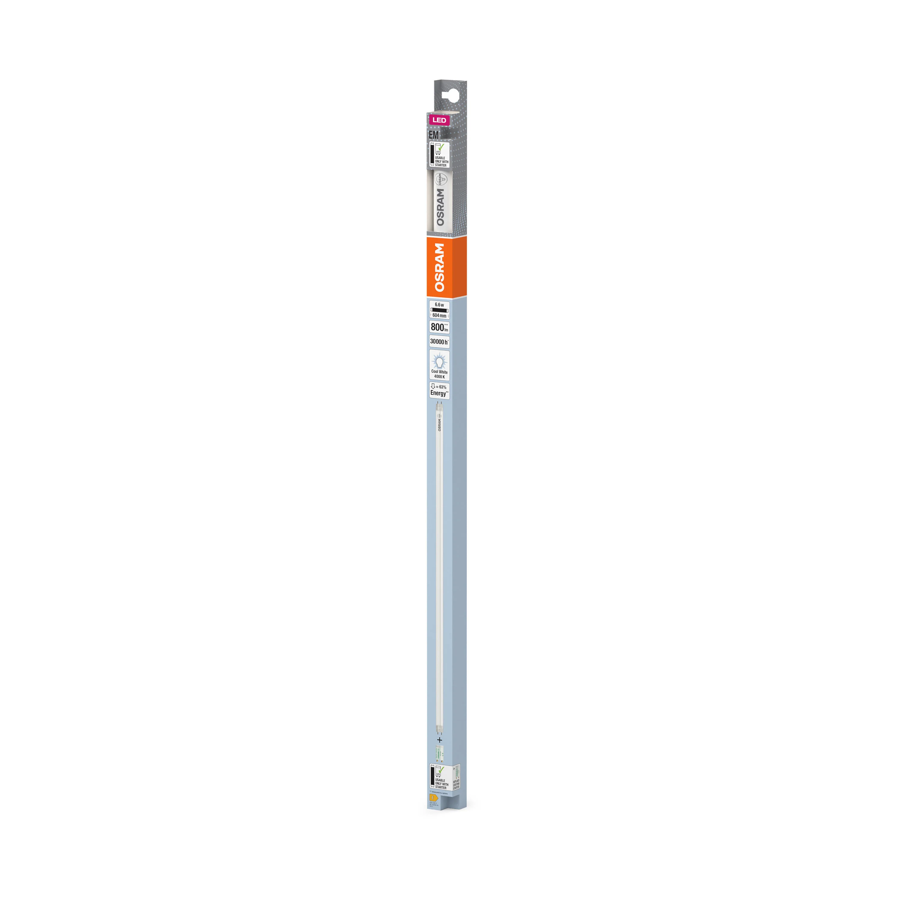 Żarówka LED OSRAM LED TUBE T8 18 EM PLASTIC 600 mm 6.6W 840 - Image 5