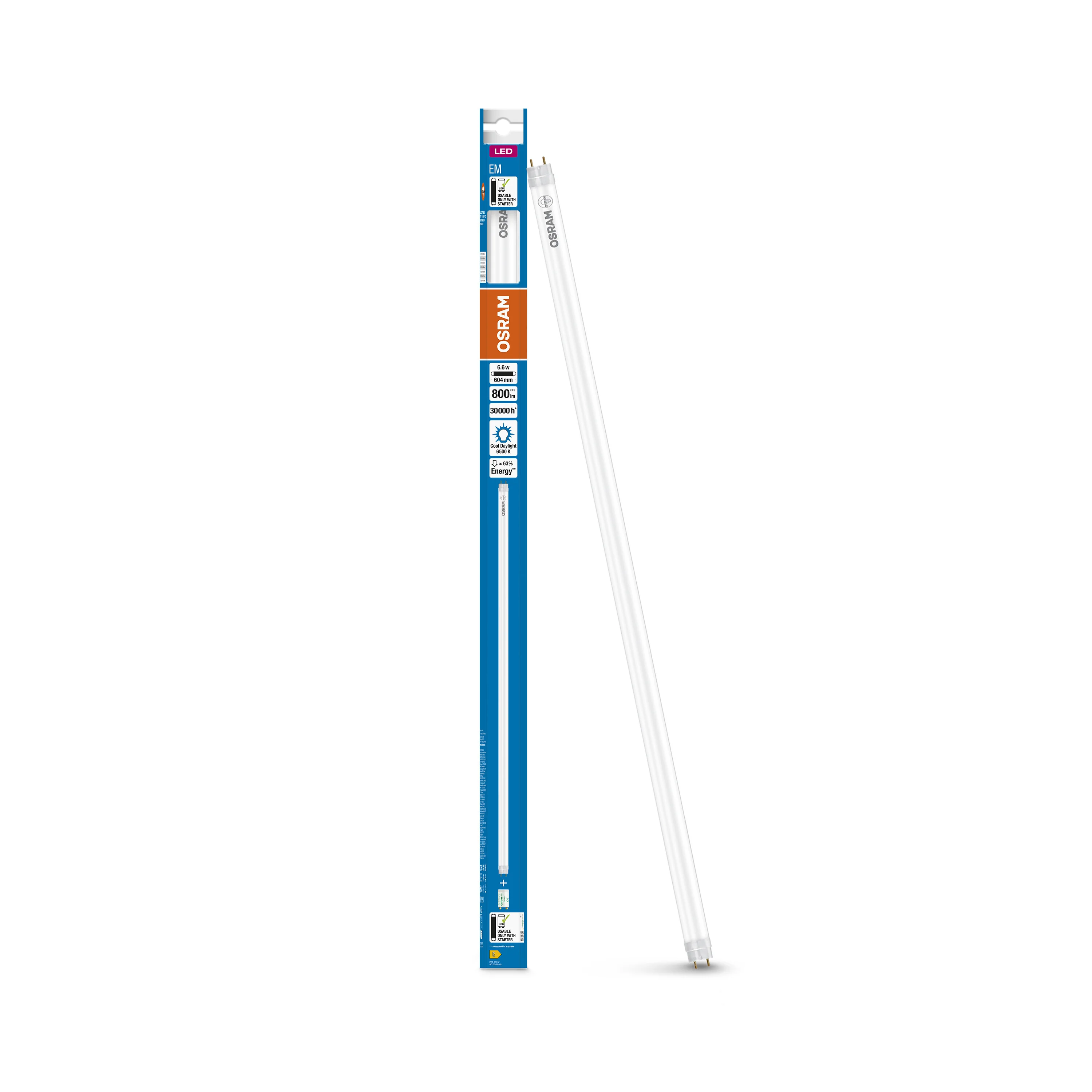 Żarówka LED OSRAM LED TUBE T8 18 EM PLASTIC 600 mm 6.6W 865 - Image 4