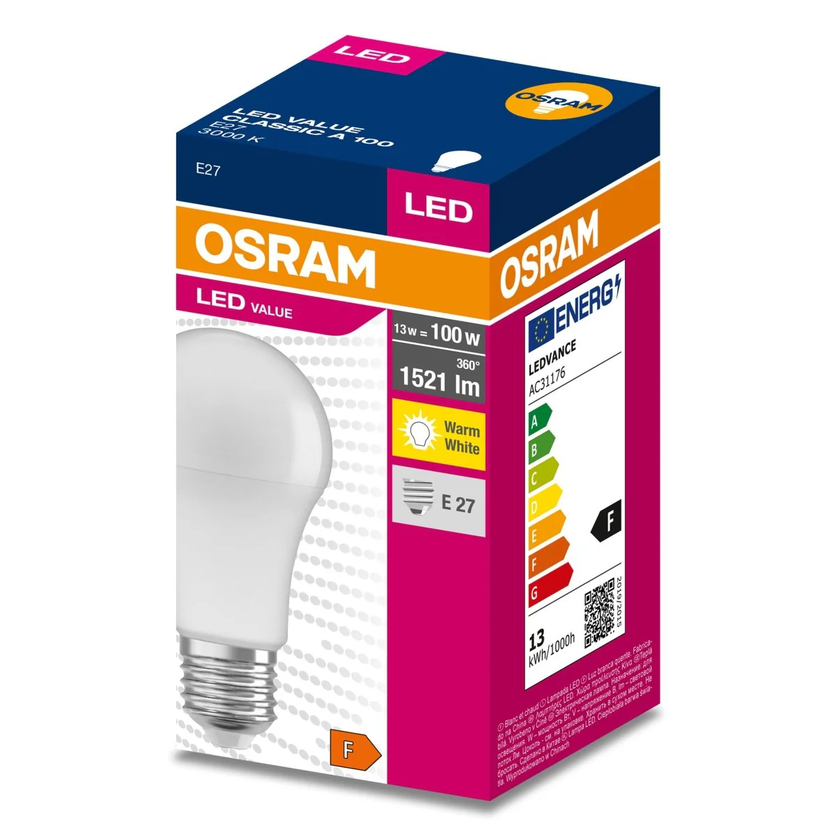 Żarówka LED OSRAM LED VALUE CLAS A 100  13 W/3000 K E27 ciepła - Image 2