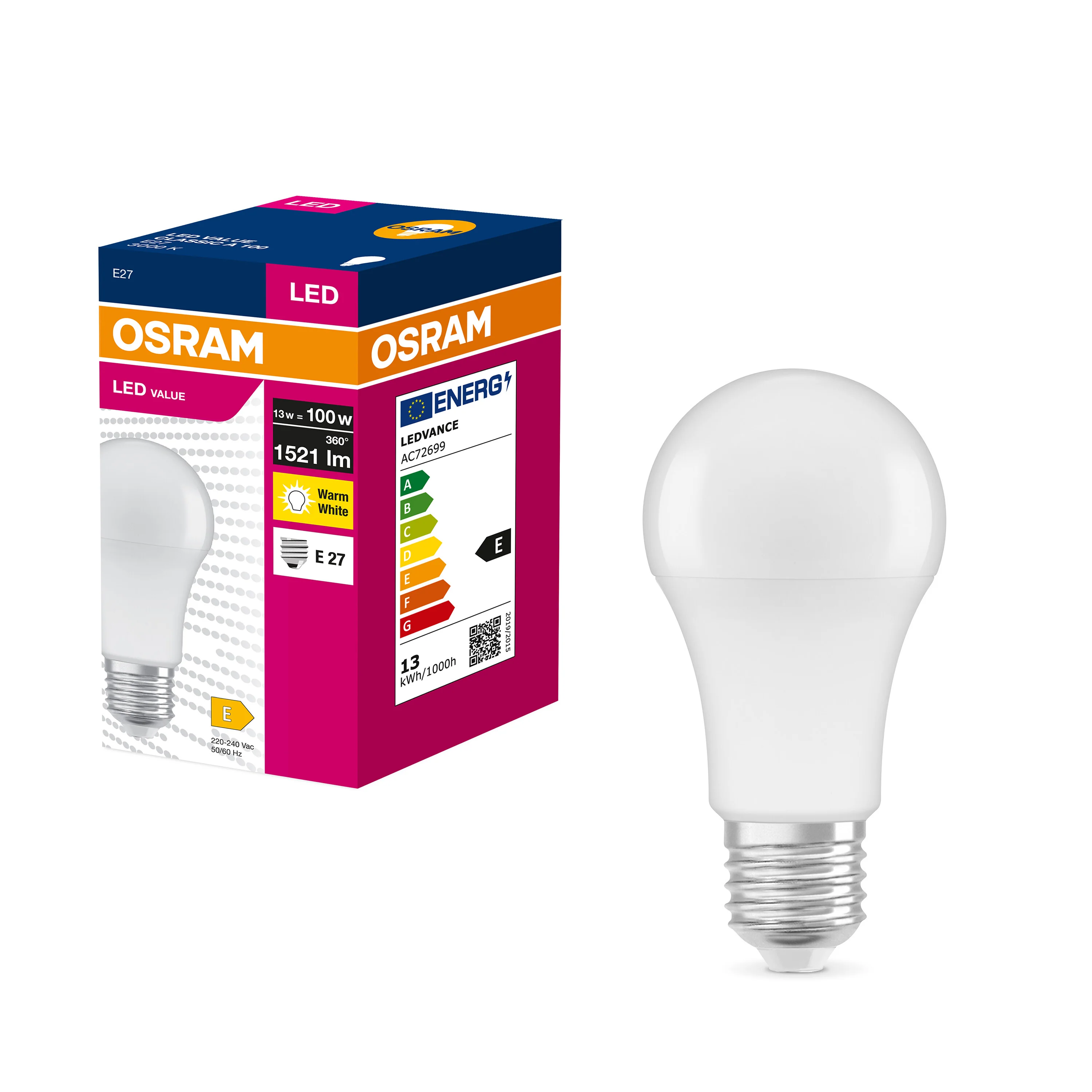 Żarówka LED OSRAM LED VALUE CLAS A 100  13 W/3000 K E27 ciepła - Image 4